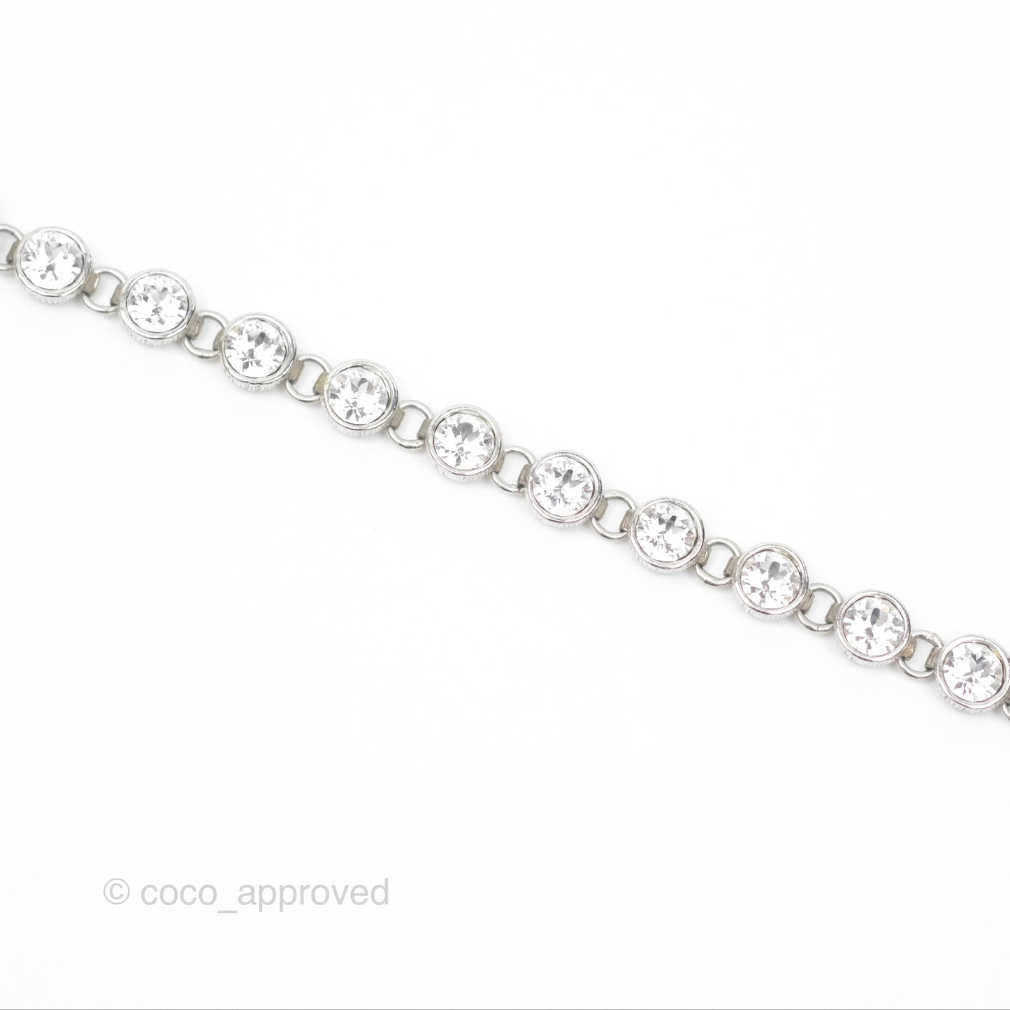 Chanel Crystal Pearl CC Necklace Choker Silver Tone 23S