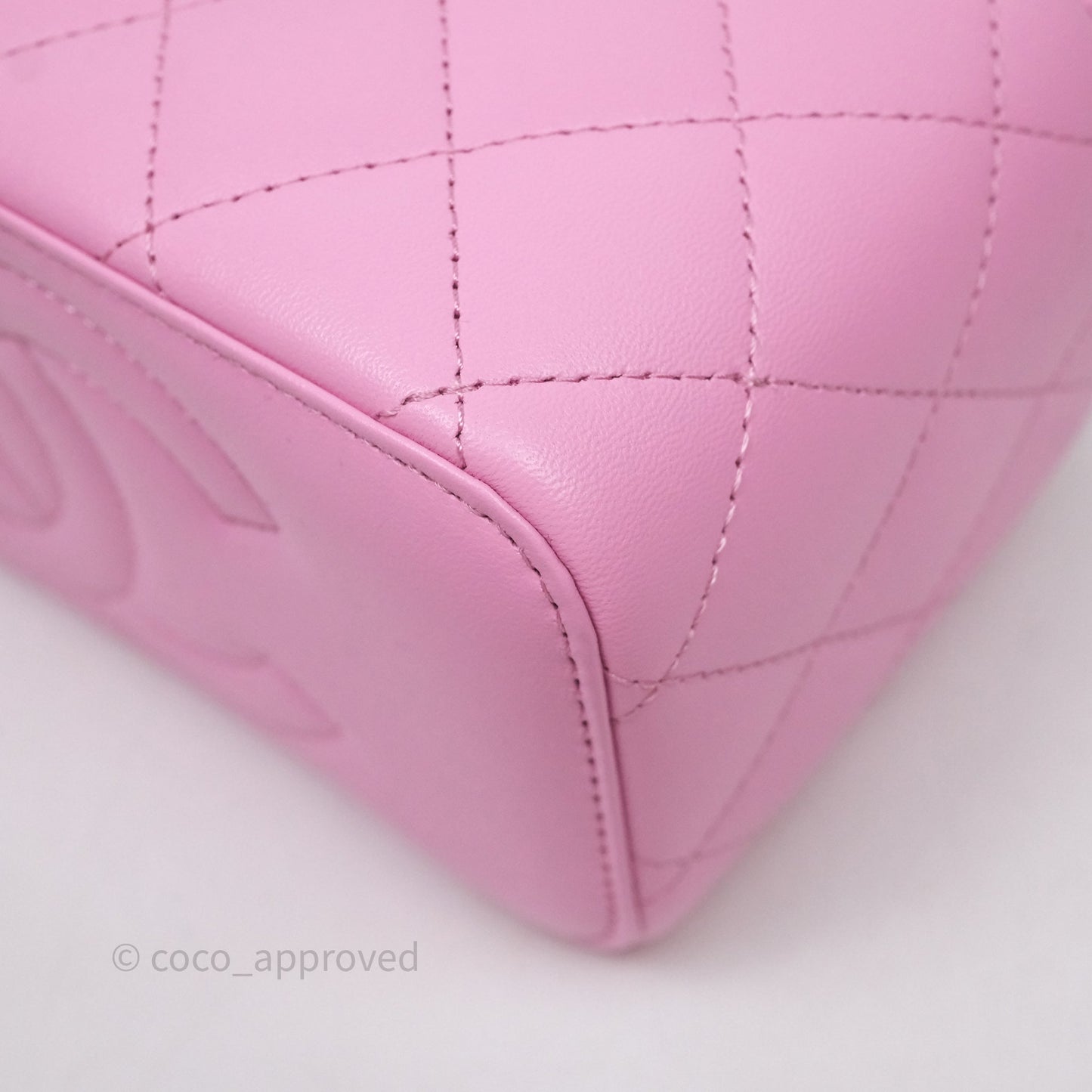 Chanel Vanity Rectangular Top Handle Pink Mint Green Lambskin Gold Hardware