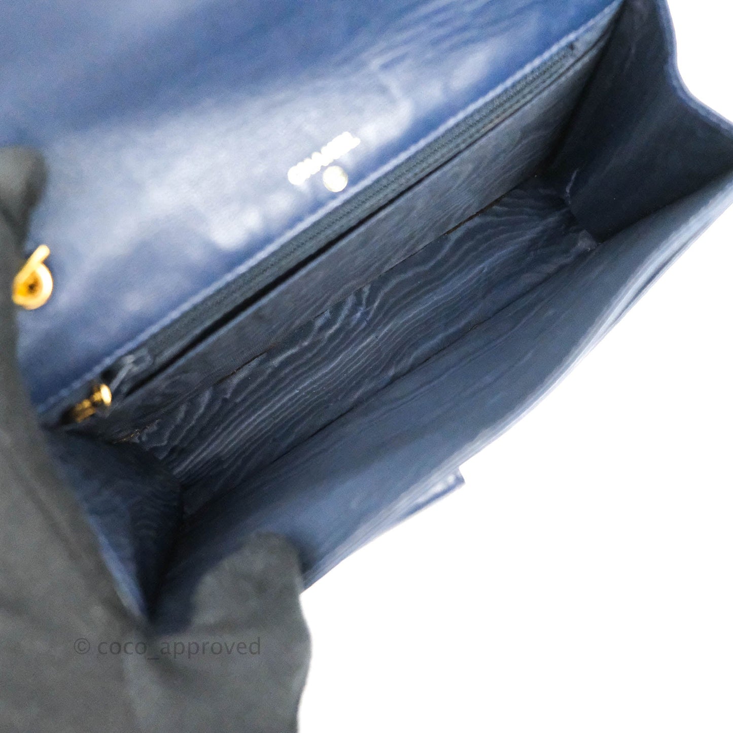 Chanel Vintage Denim Wallet On Chain WOC Gold Hardware