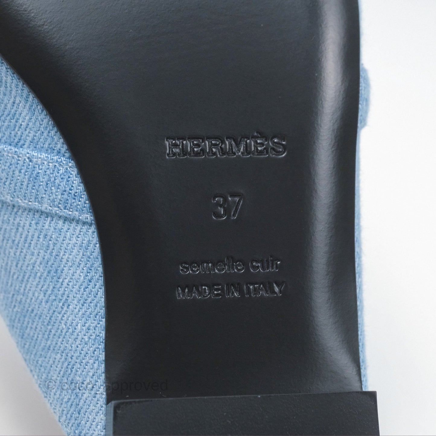 Hermès Oz Mule Denim Bleu Clair Palladium Hardware Size 37C
