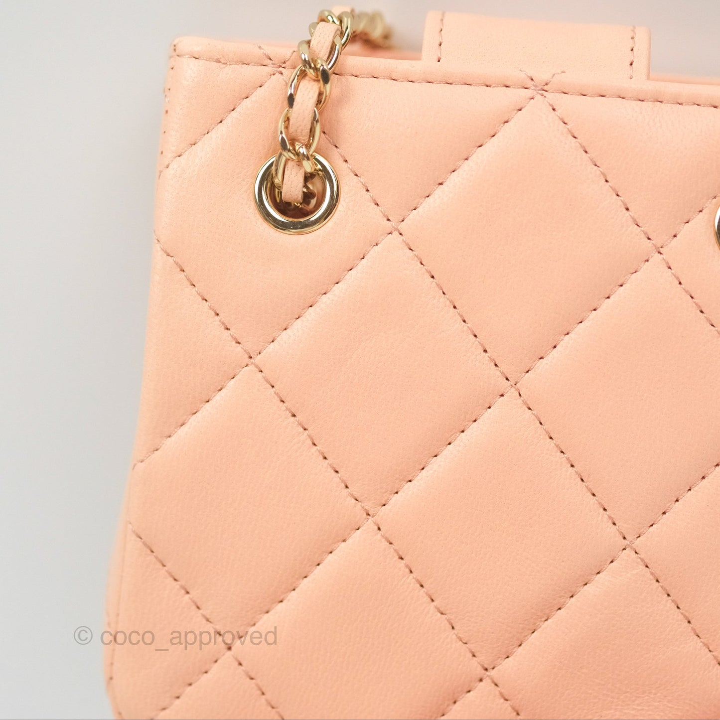 Chanel Mini Clutch With Chain Light Beige Pink Lambskin Gold Hardware