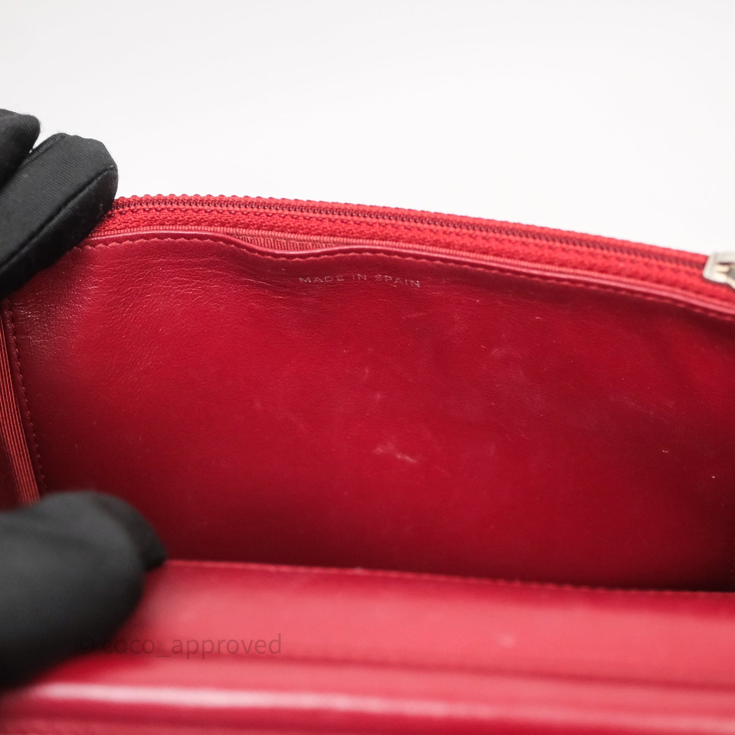 Chanel Quilted Wallet on Chain WOC Red Lambskin Silver Hardware