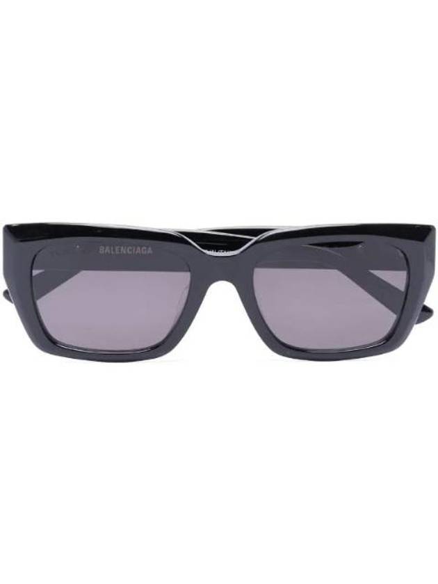 Luxury Balenciaga Eyewear Logo Square Frame Sunglasses Black