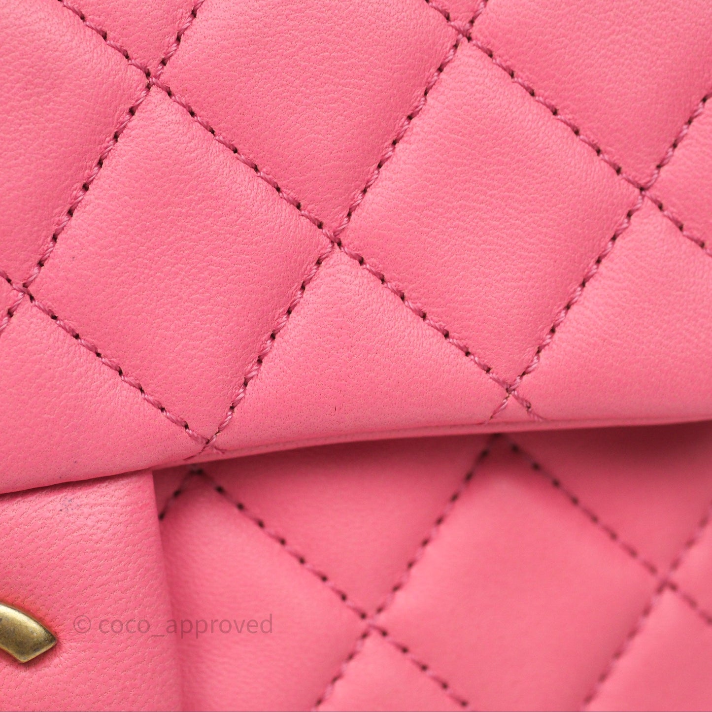 Chanel Mini Rectangular Pearl Crush Quilted Pink Lambskin Aged Gold Hardware
