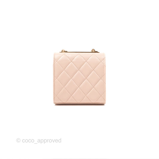 Chanel Mini Quilted Trendy CC Clutch With Chain Light Pink Lambskin Gold Hardware