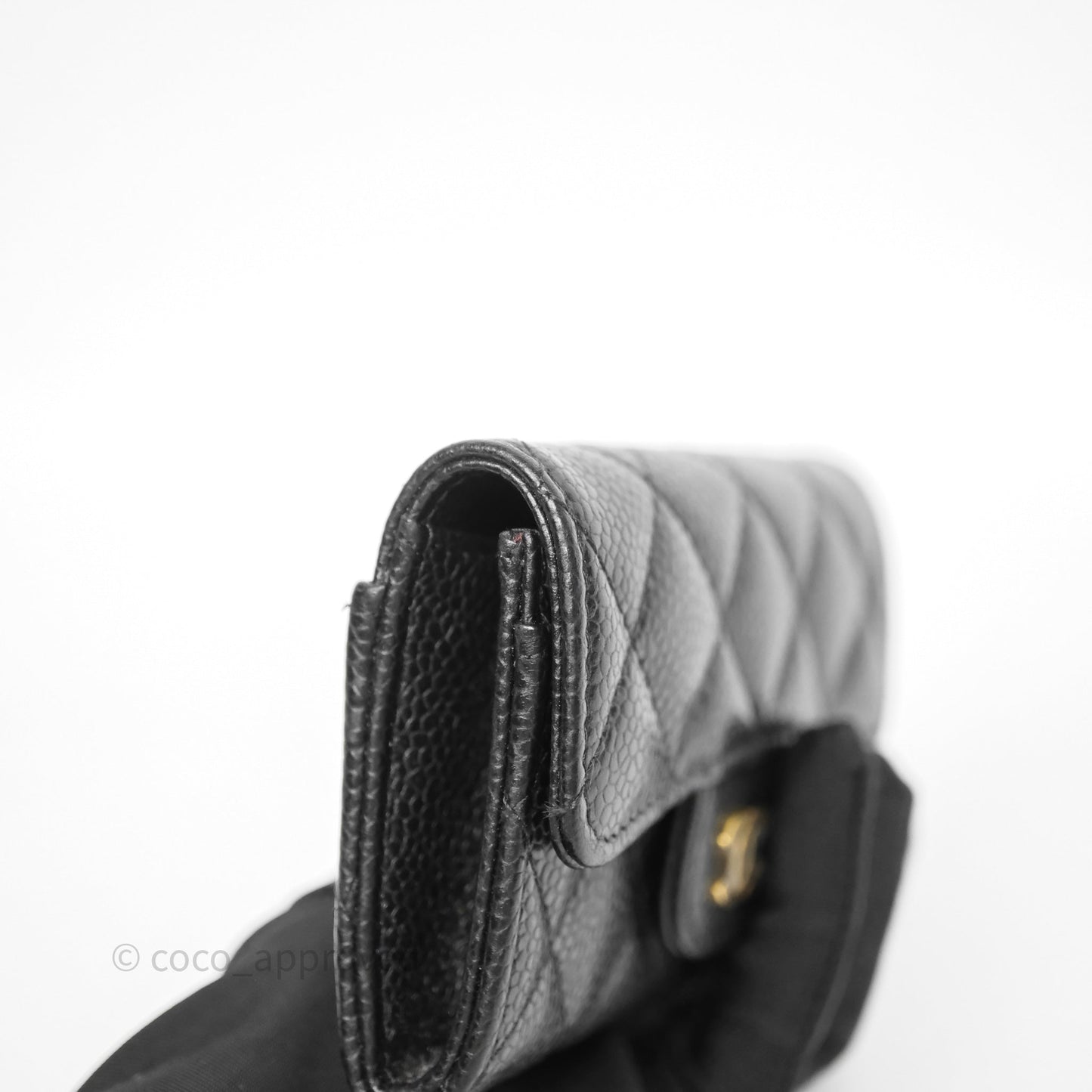 Chanel Quilted Flap Card Holder Black Caviar Gold Hardware