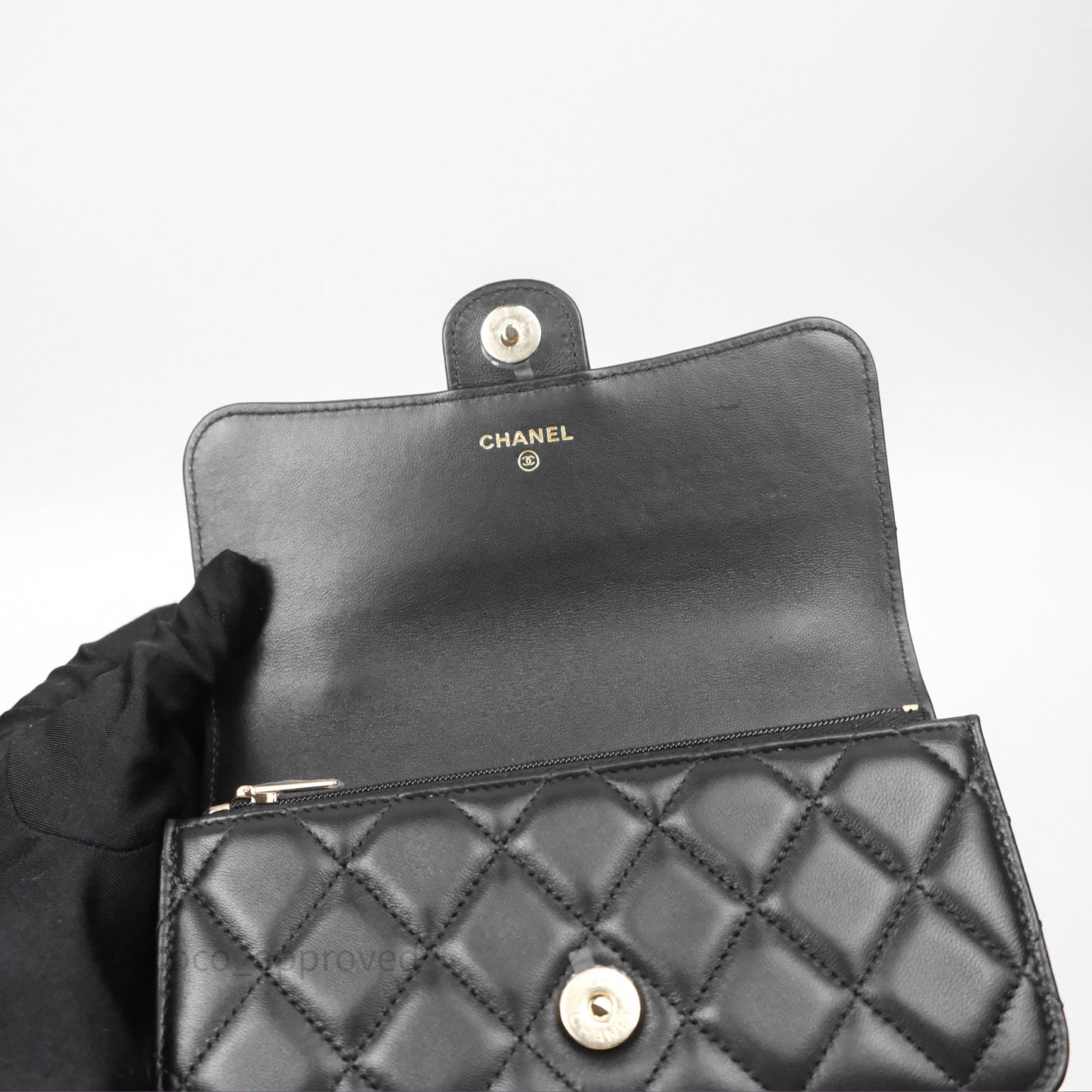 Chanel Top Handle Mini WOC Black Lambskin Gold Hardware