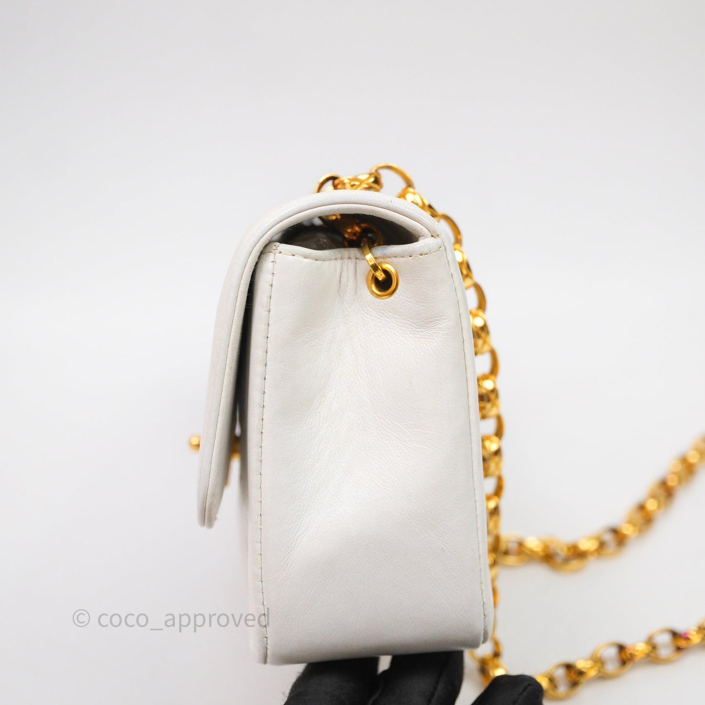 Chanel Vintage Mini Bijoux Chain Flap Bag White Gold Hardware