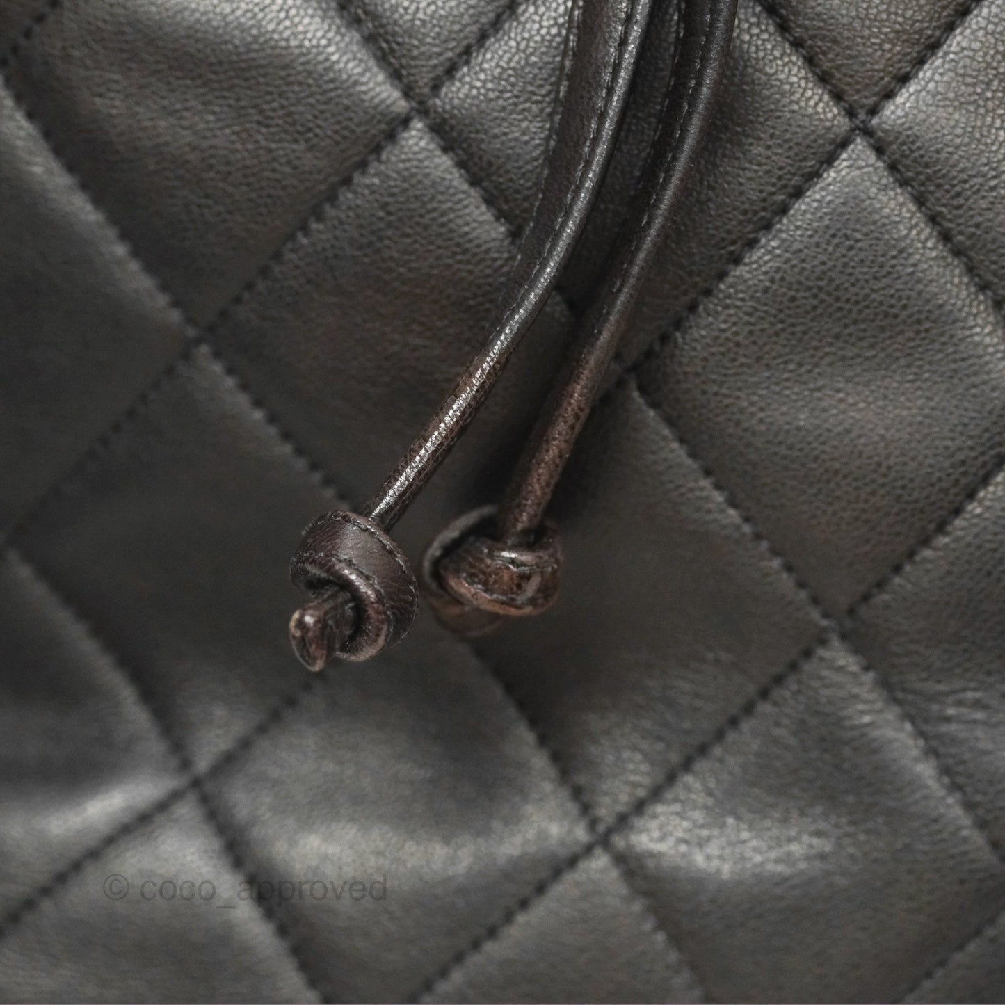 Chanel Vintage Drawstring Bucket Bag Black Lambskin Gold Hardware
