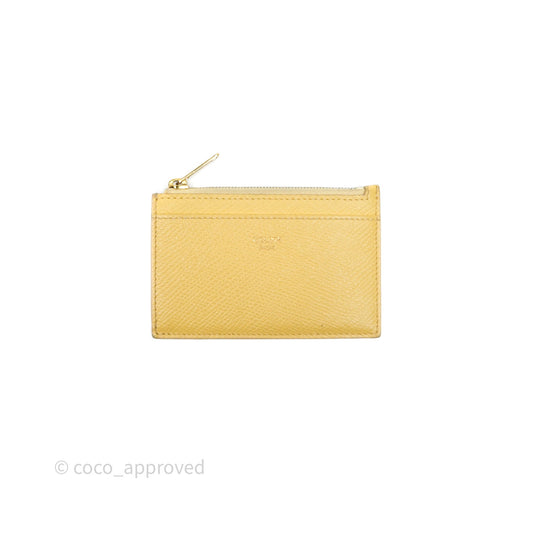Celine Zipped Card Holder in Grained Calfskin Yellow