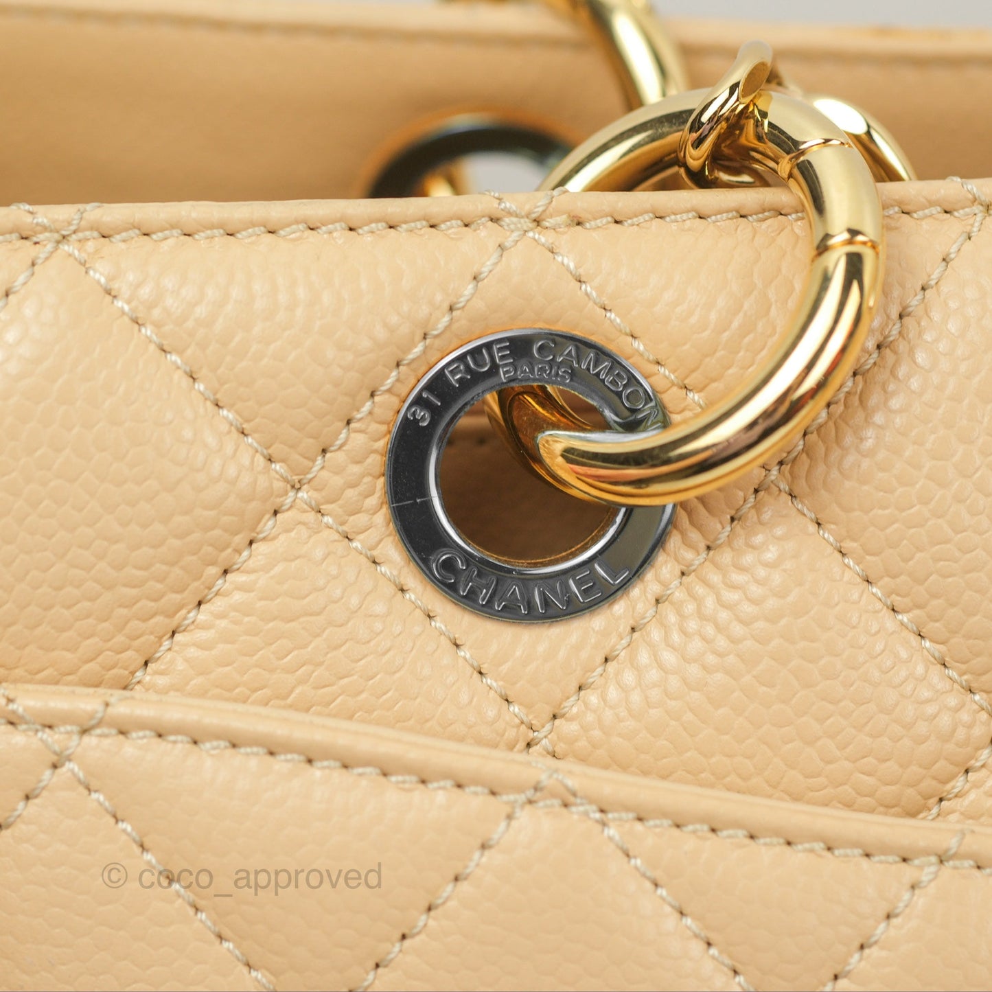 Chanel GST Beige Caviar Gold Hardware