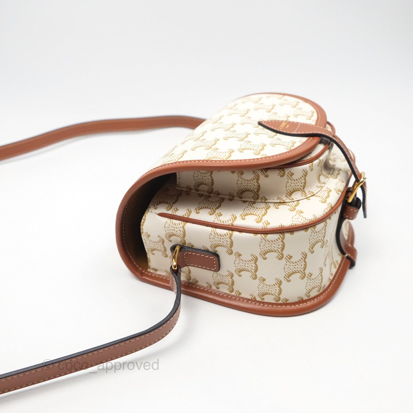 Celine Medium Folco Bag Triomphe Canvas White