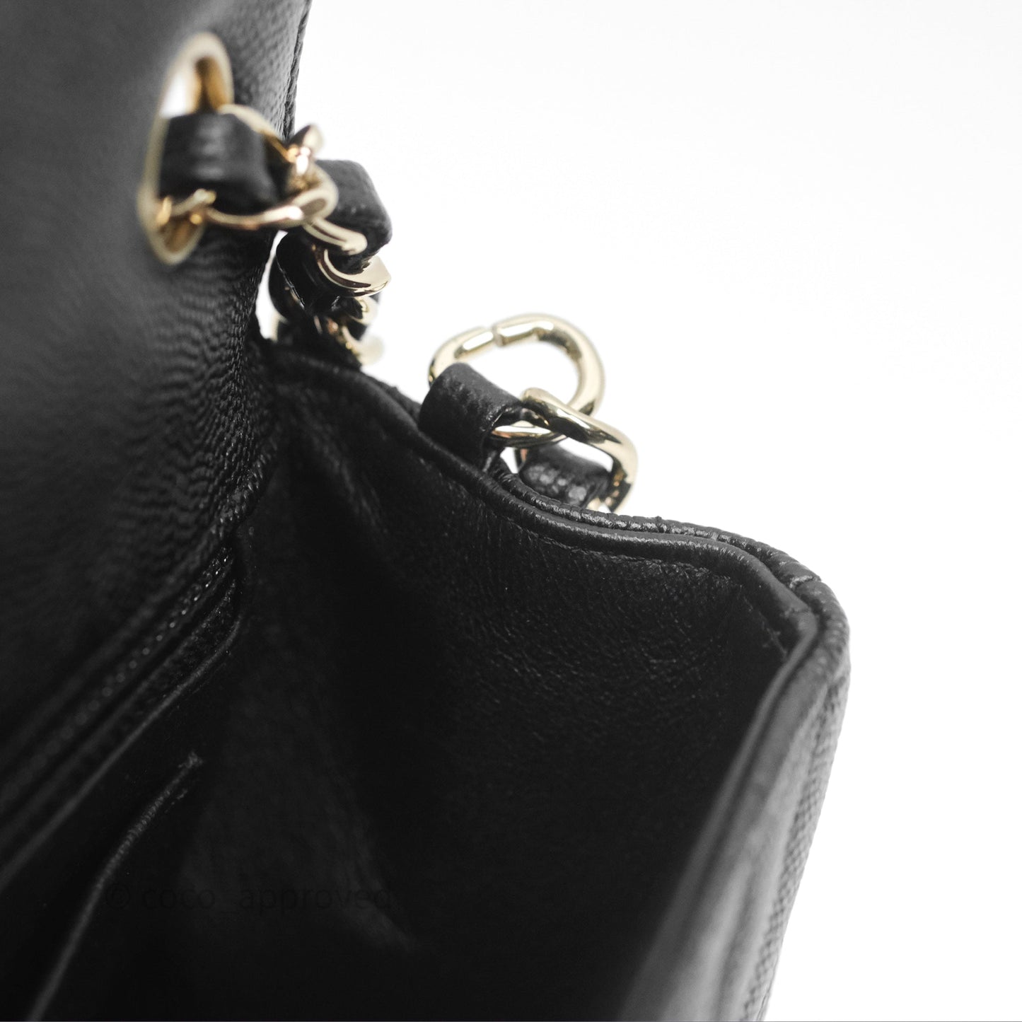 Chanel Chevron Mini Rectangular Flap Black Caviar Gold Hardware