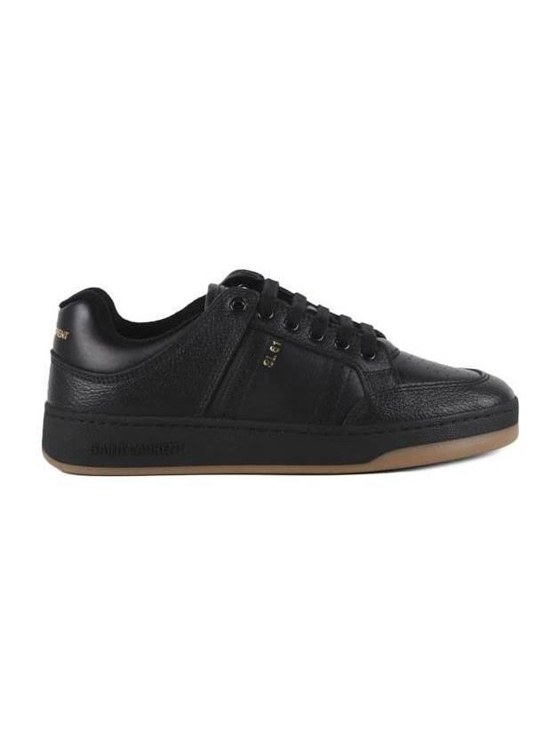 Luxury Saint Laurent Leather Low Top Sneakers Black