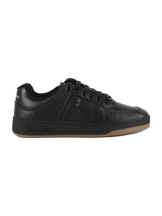 Luxury Saint Laurent Leather Low Top Sneakers Black