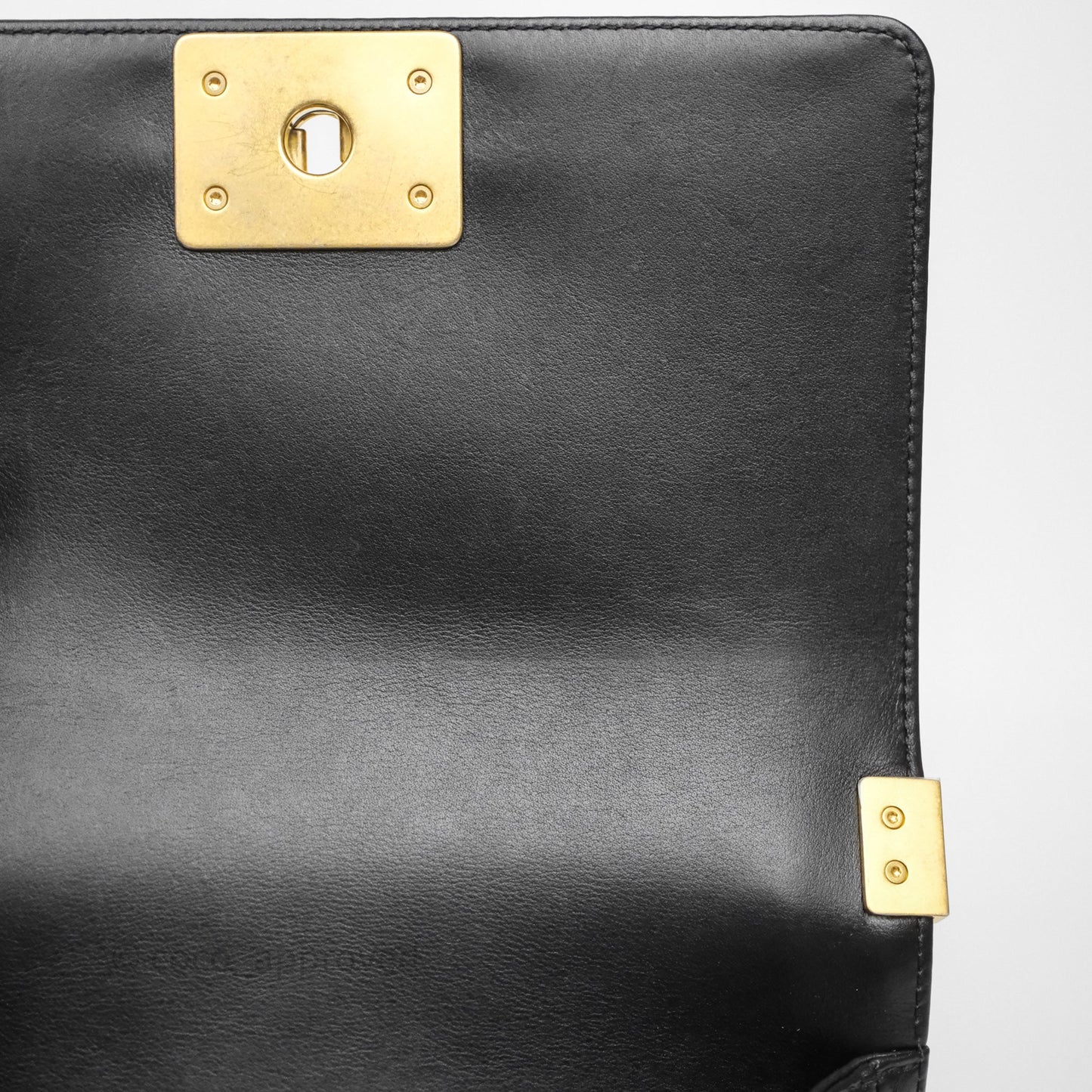 Chanel Small Boy Quilted Black Calfskin Aged Gold Hardware