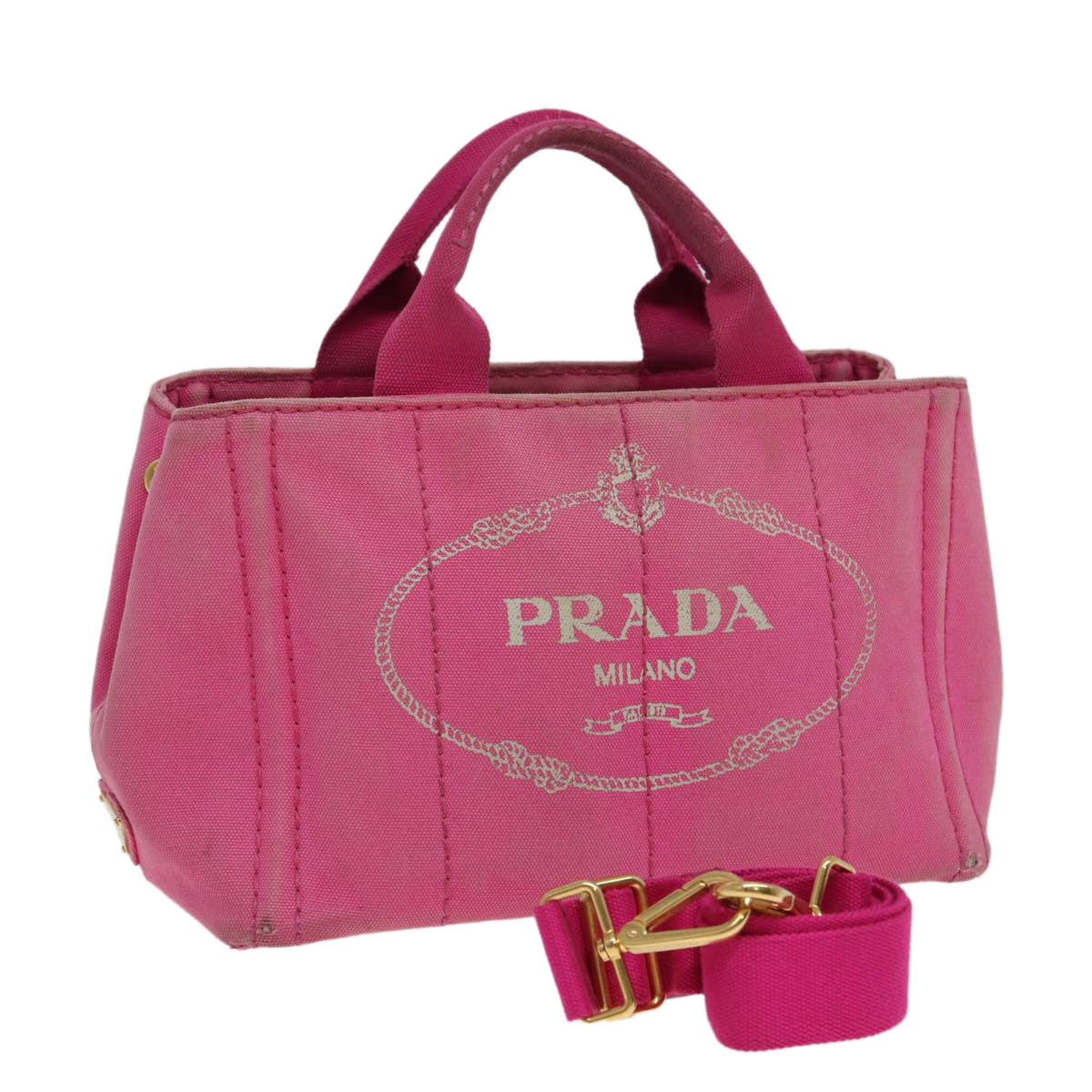 Luxury Prada Canapa PM Hand Bag Canvas Pink  84944