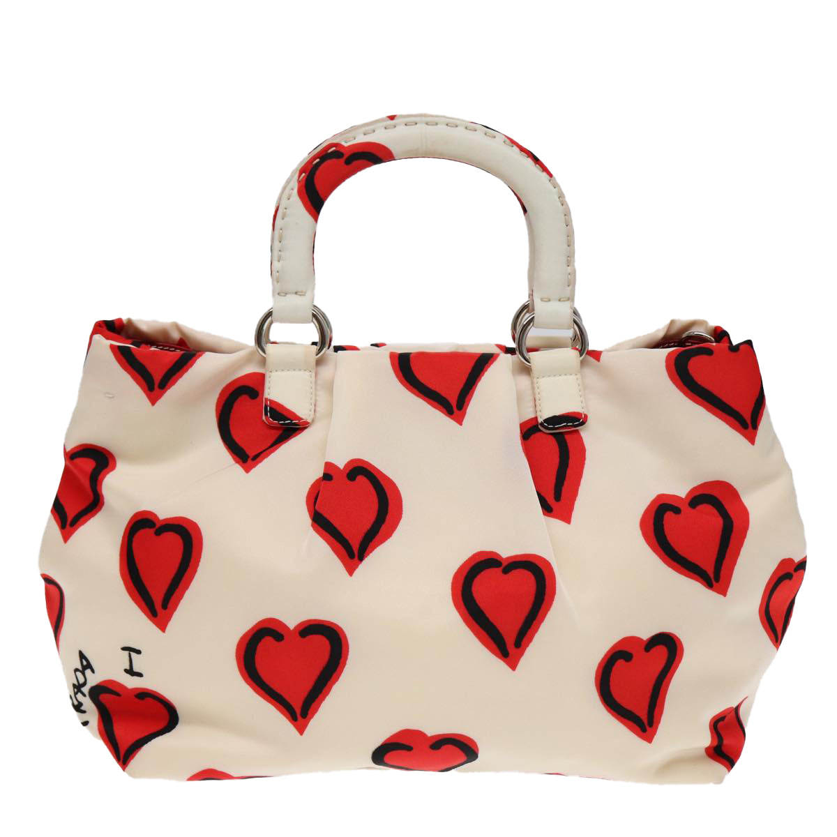Luxury Prada Hand Bag Nylon 2way White Red  84945