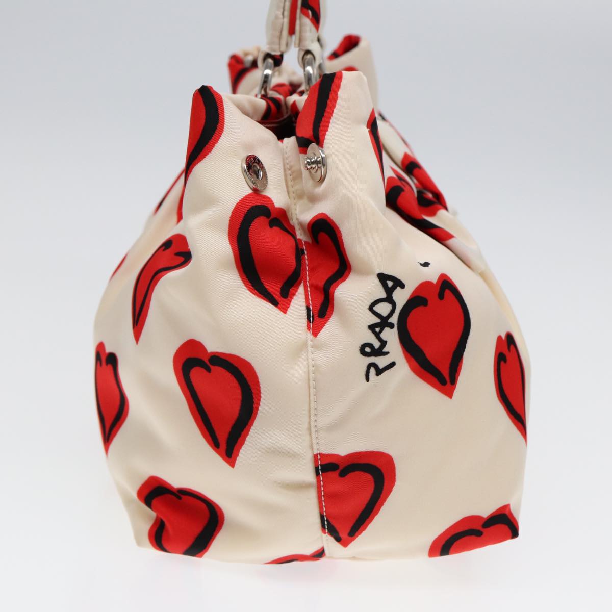 Luxury Prada Hand Bag Nylon 2way White Red  84945
