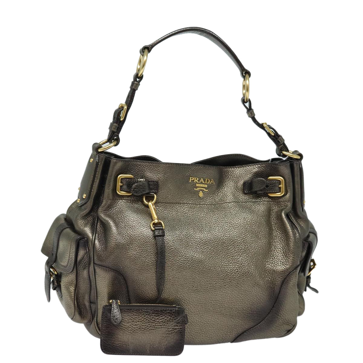 Luxury Prada Shoulder Bag Leather Silver  84946