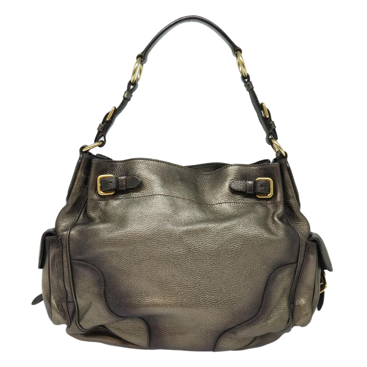 Luxury Prada Shoulder Bag Leather Silver  84946
