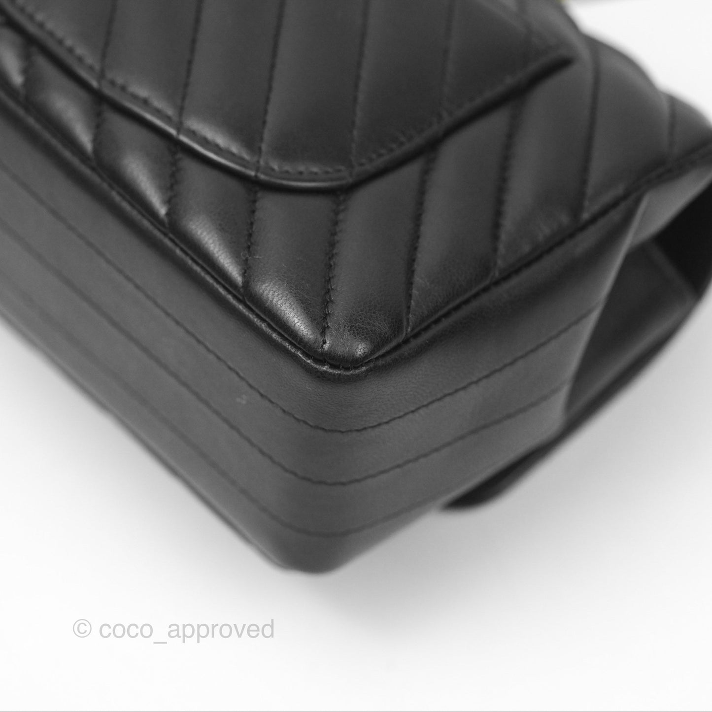 Chanel Chevron Mini Rectangular Black Lambskin Aged Gold Hardware