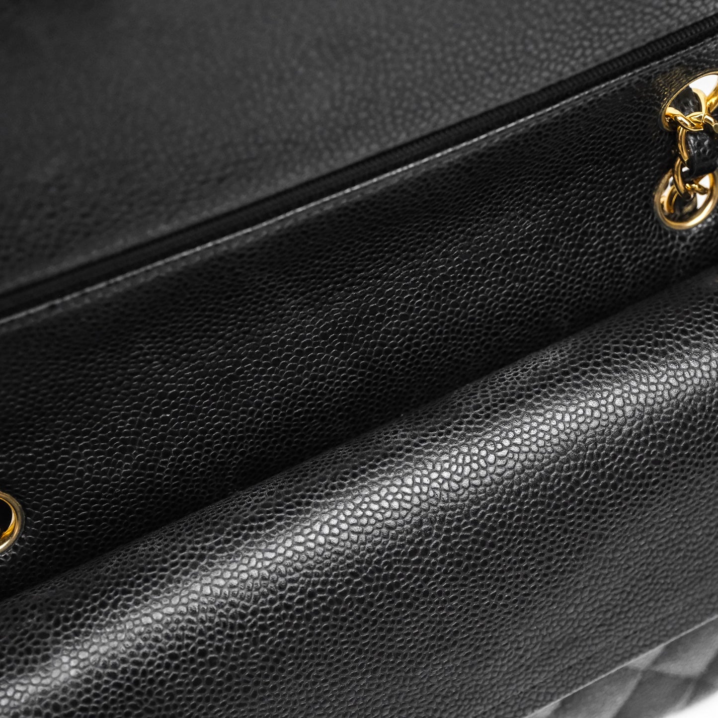 Chanel Classic M/L Medium Flap Quilted Black Caviar Gold Hardware