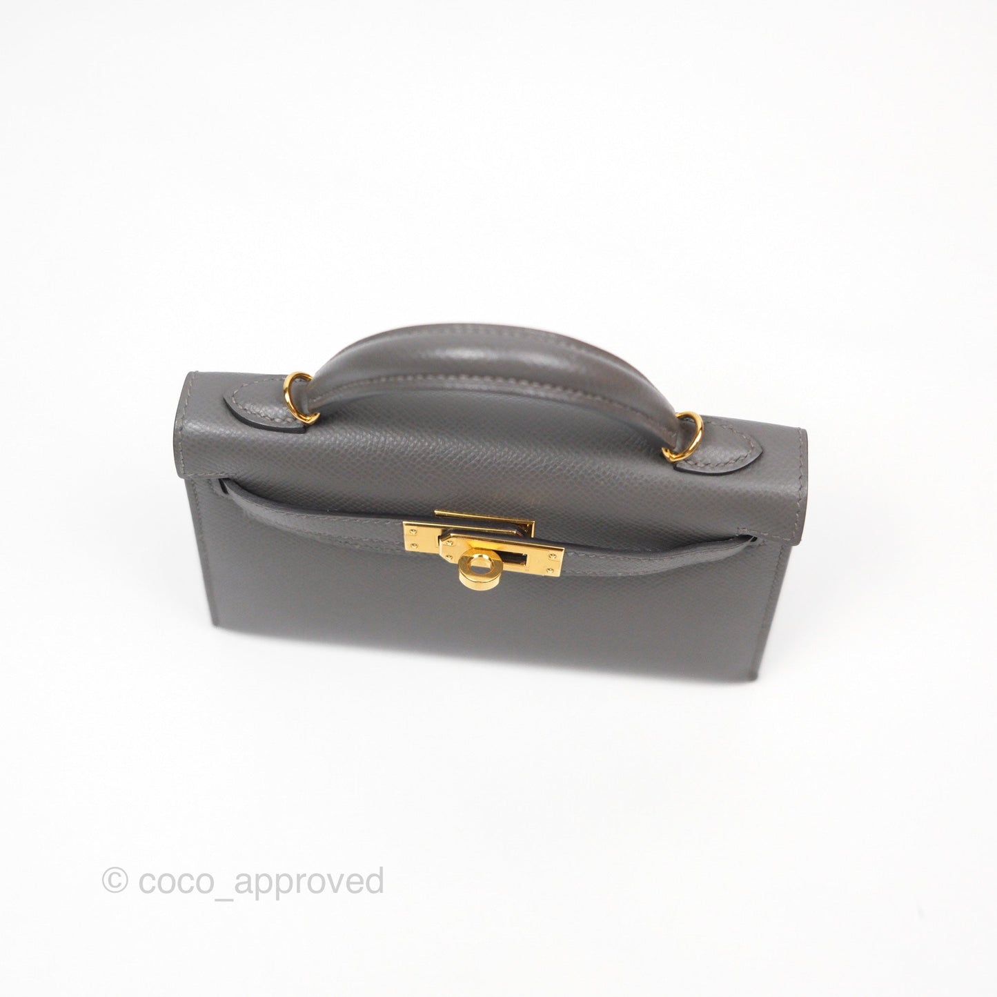 Hermès Mini Kelly II Gris Meyer 0L Epsom Gold Hardware