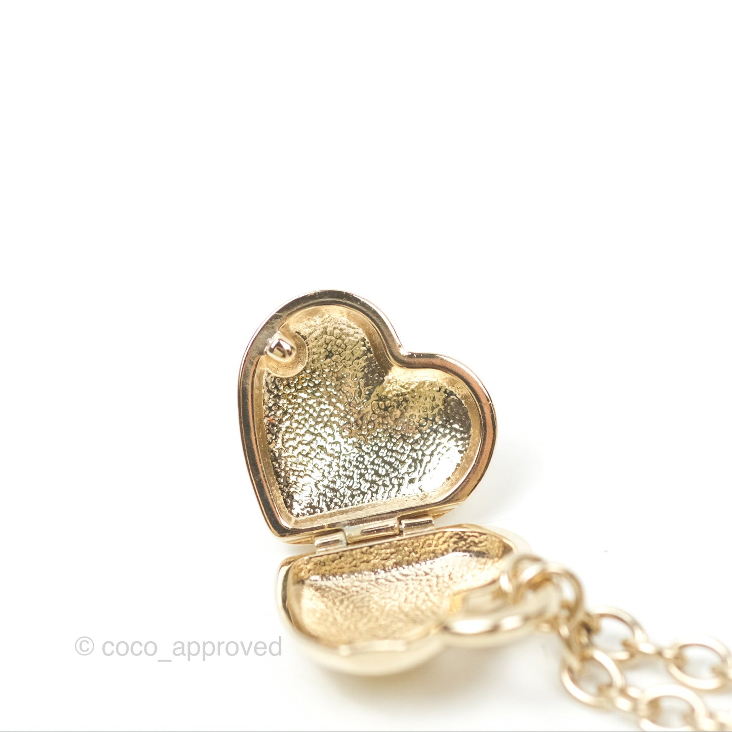 Chanel CC Lock Heart Locket Necklace Gold Tone 22B
