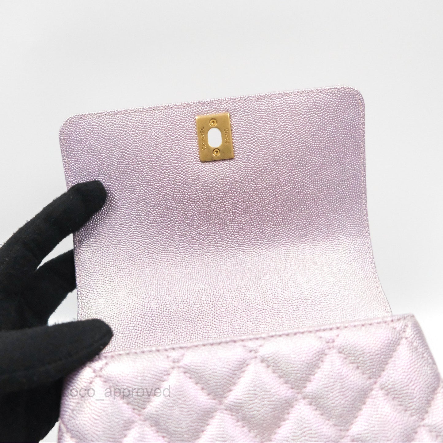 Chanel Mini Coco Handle Quilted Iridescent Purple Caviar Gold Hardware