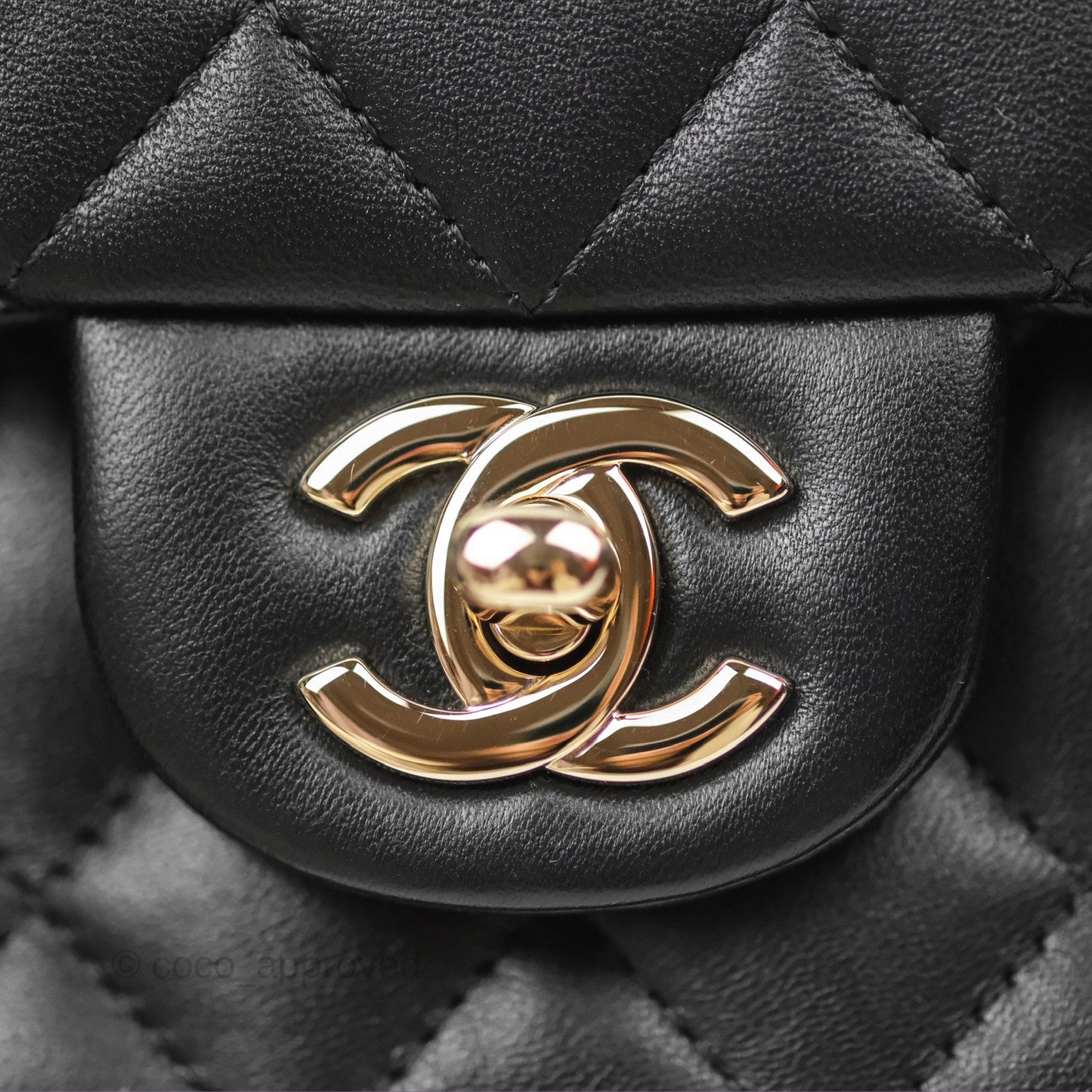 Chanel Top Handle Mini Rectangular Flap Bag with Charm Black Lambskin Gold Hardware