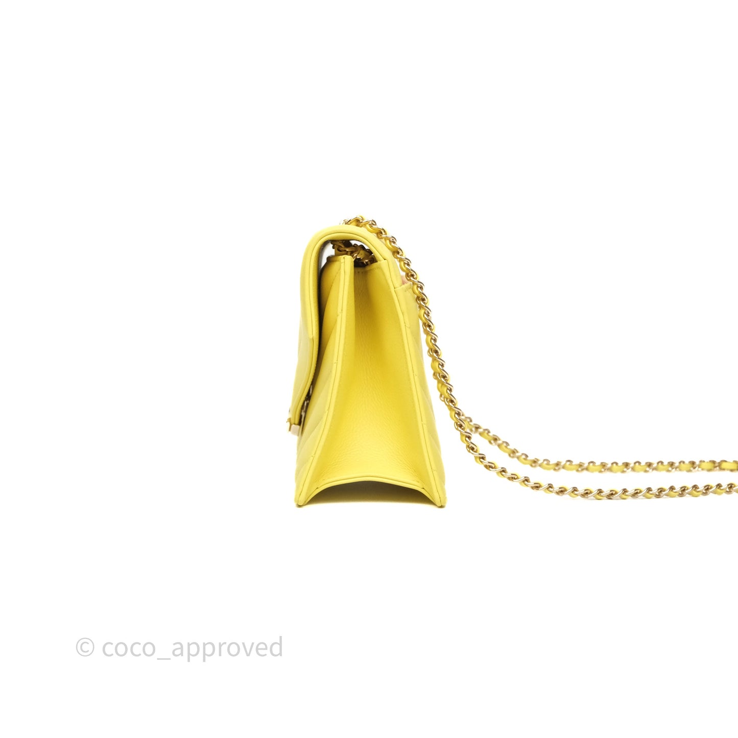 Chanel Chevron Square Envelope Flap Bag Yellow Calfskin Gold Hardware 19C