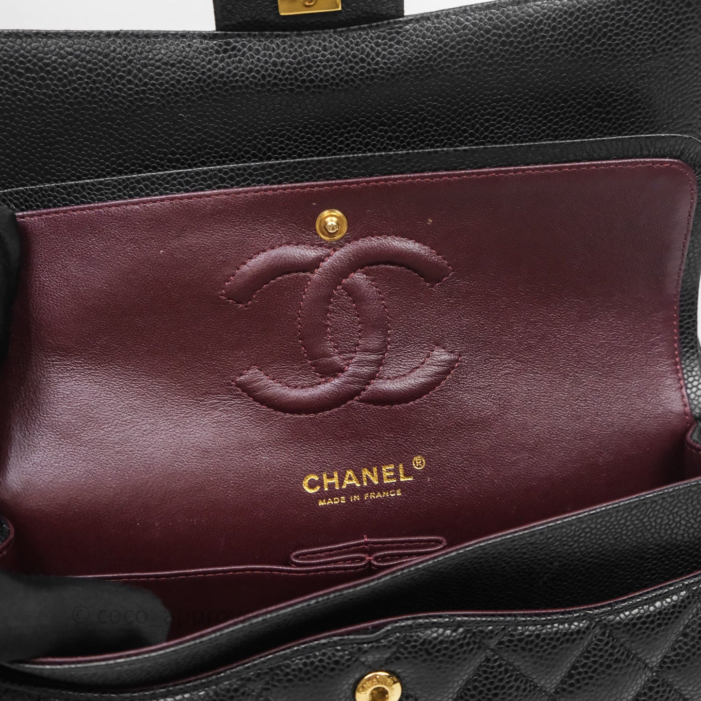 Chanel Classic M/L Medium Flap Quilted Black Caviar Gold Hardware