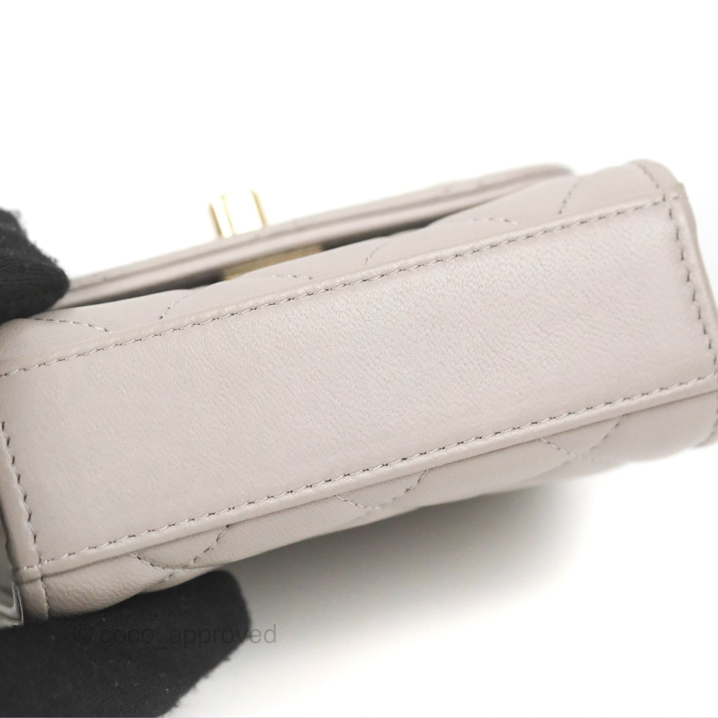 Chanel Mini Quilted Trendy CC Clutch With Chain Light Grey Lambskin Gold Hardware