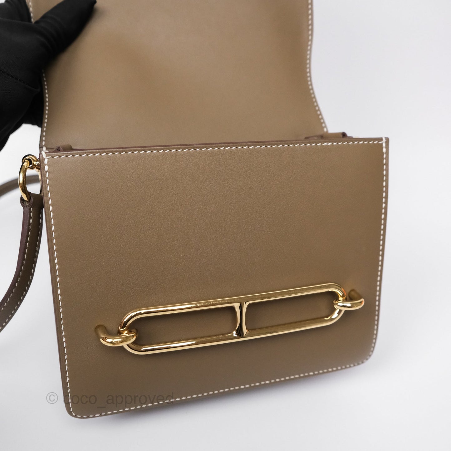 Hermès Roulis Mini 18 Etoupe 18 Swift Gold Hardware