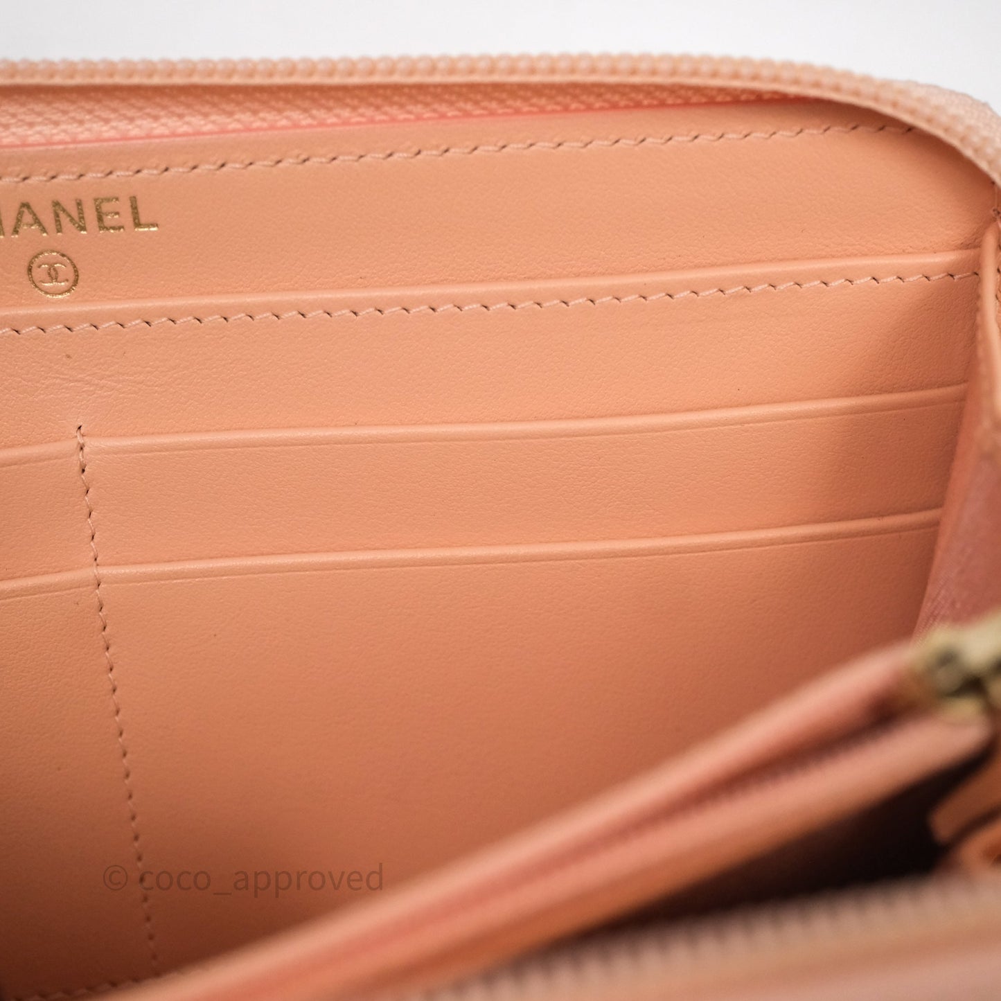 Chanel Boy Zip Long Wallet Pink Caviar Gold Hardware
