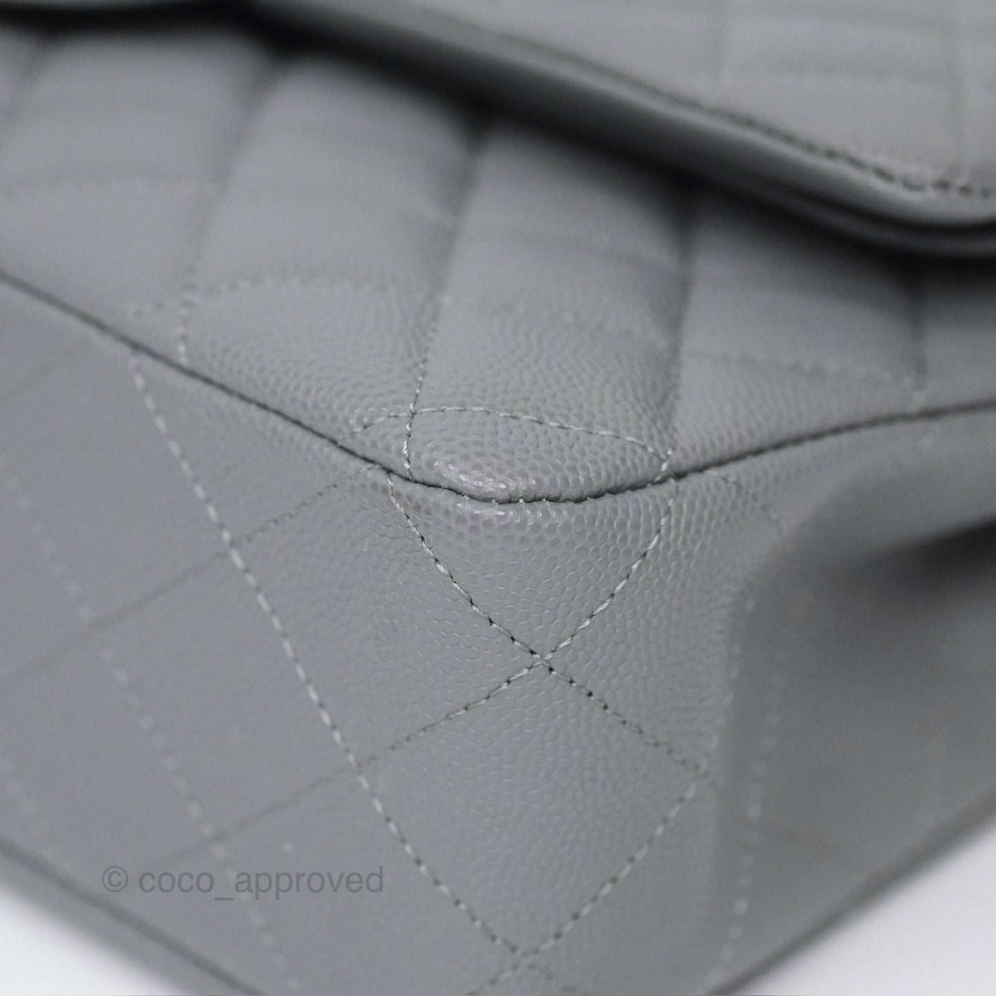 Chanel Classic M/L Medium Flap Quilted Grey Caviar Gold Hardware