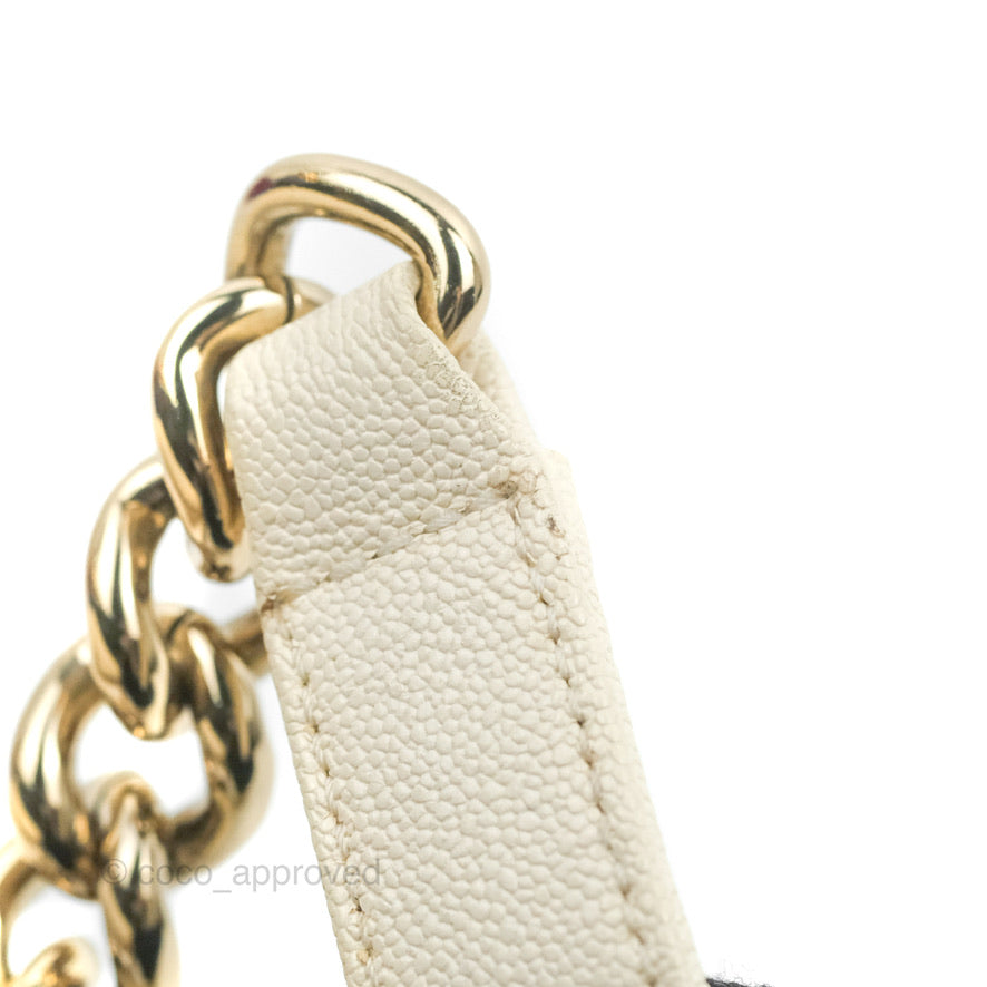 Chanel Small Boy White Caviar Gold Hardware