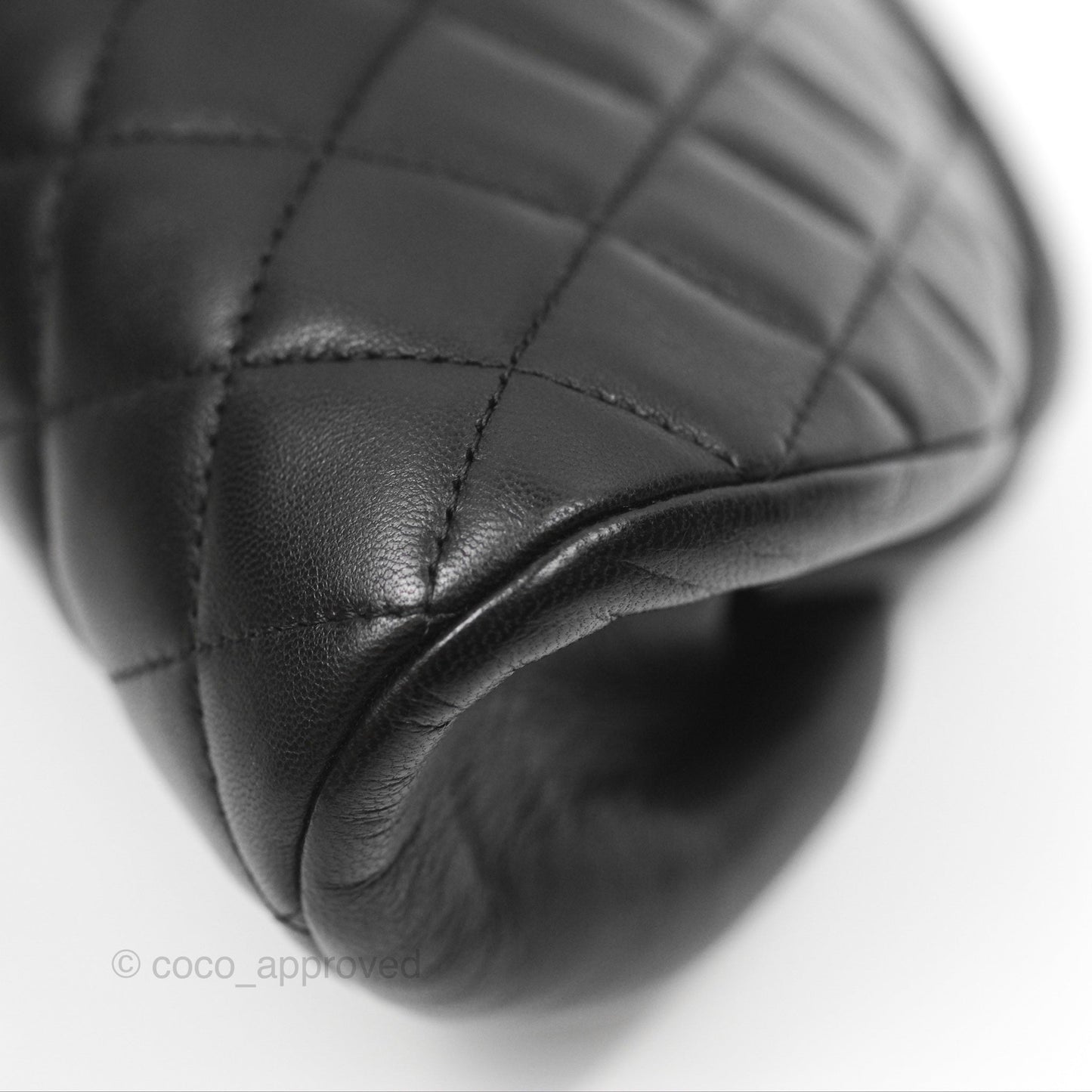 Chanel Quilted Timeless Kisslock Clutch Black Lambskin Silver Hardware