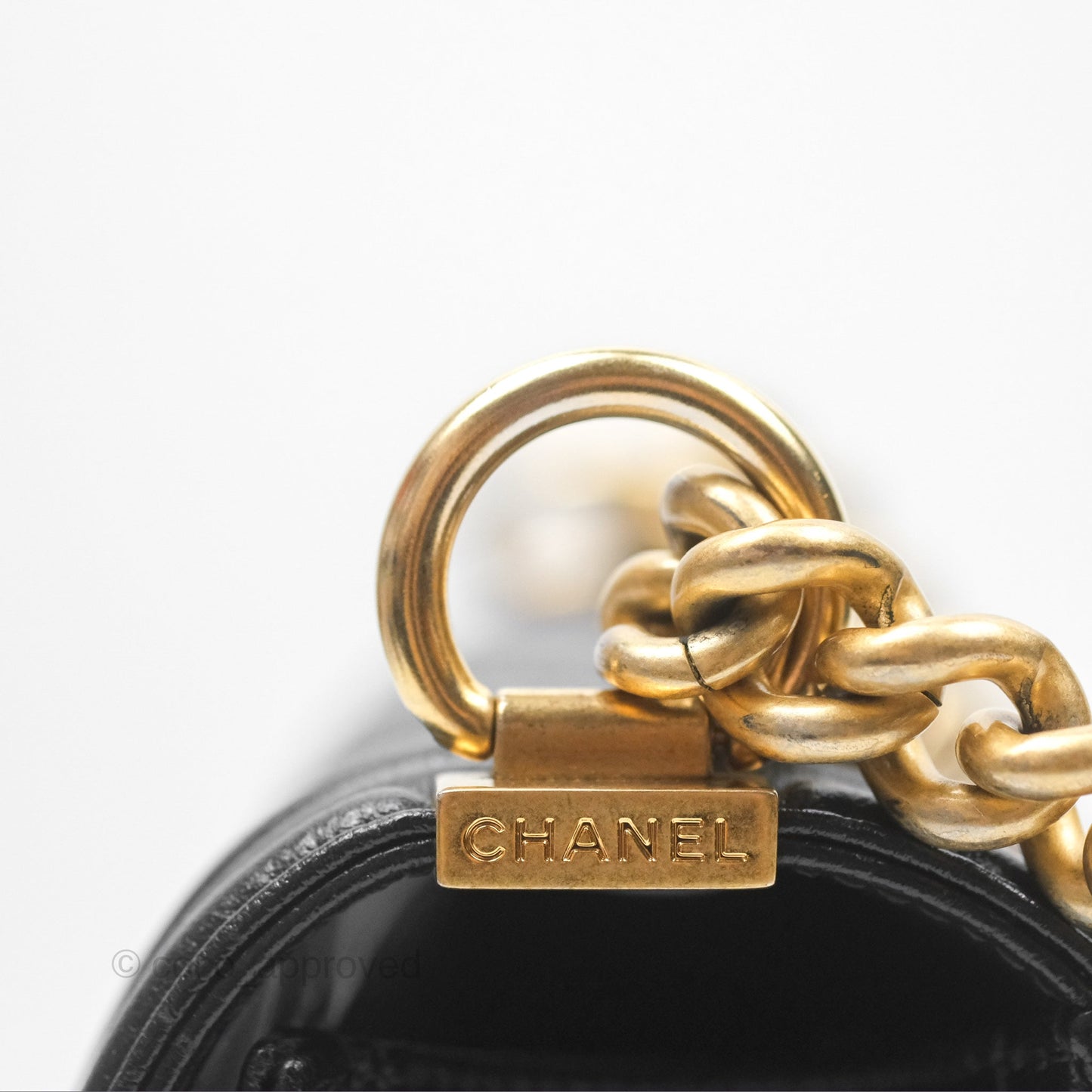 Chanel Medium Boy Chevron Black Caviar Aged Gold Hardware