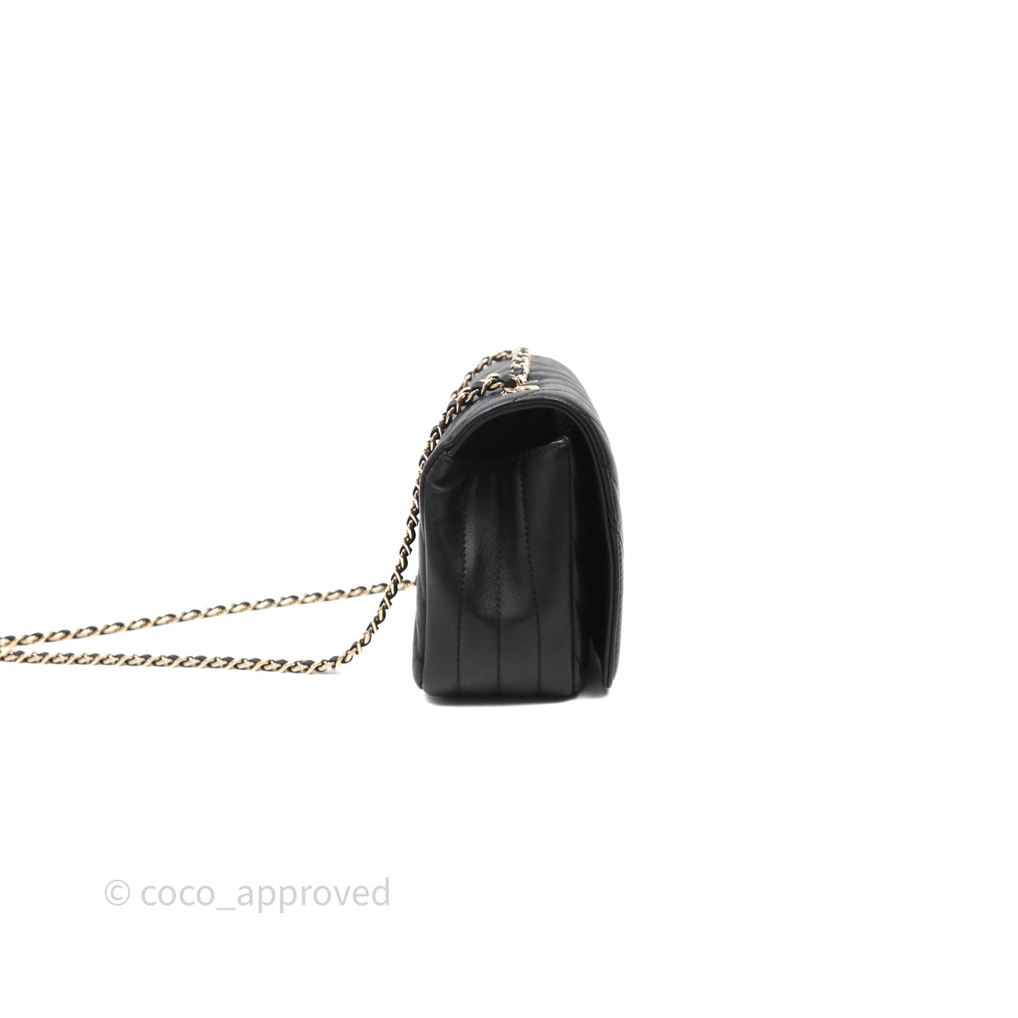 Chanel Small Statement Chevron Flap Bag Black Gold Hardware