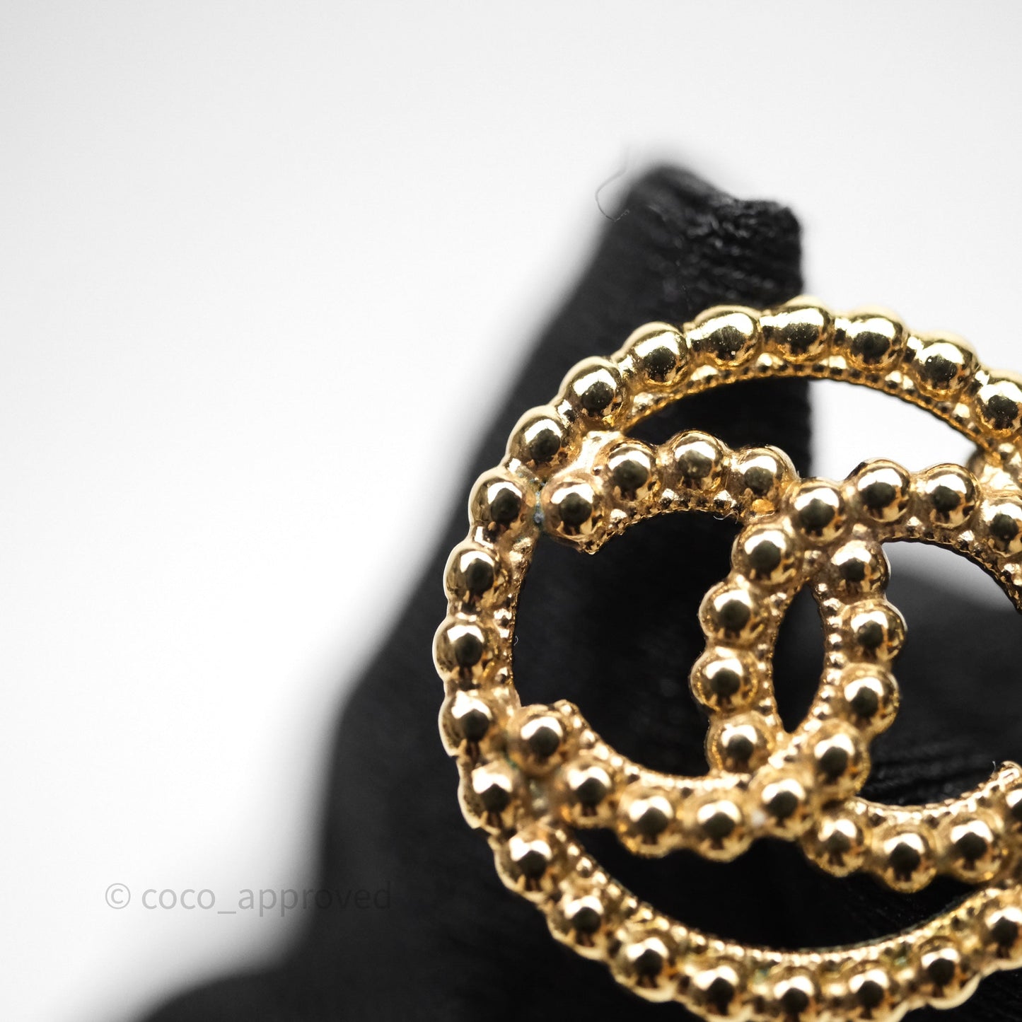 Chanel CC Round Metal Bead Earrings Gold Tone 22C