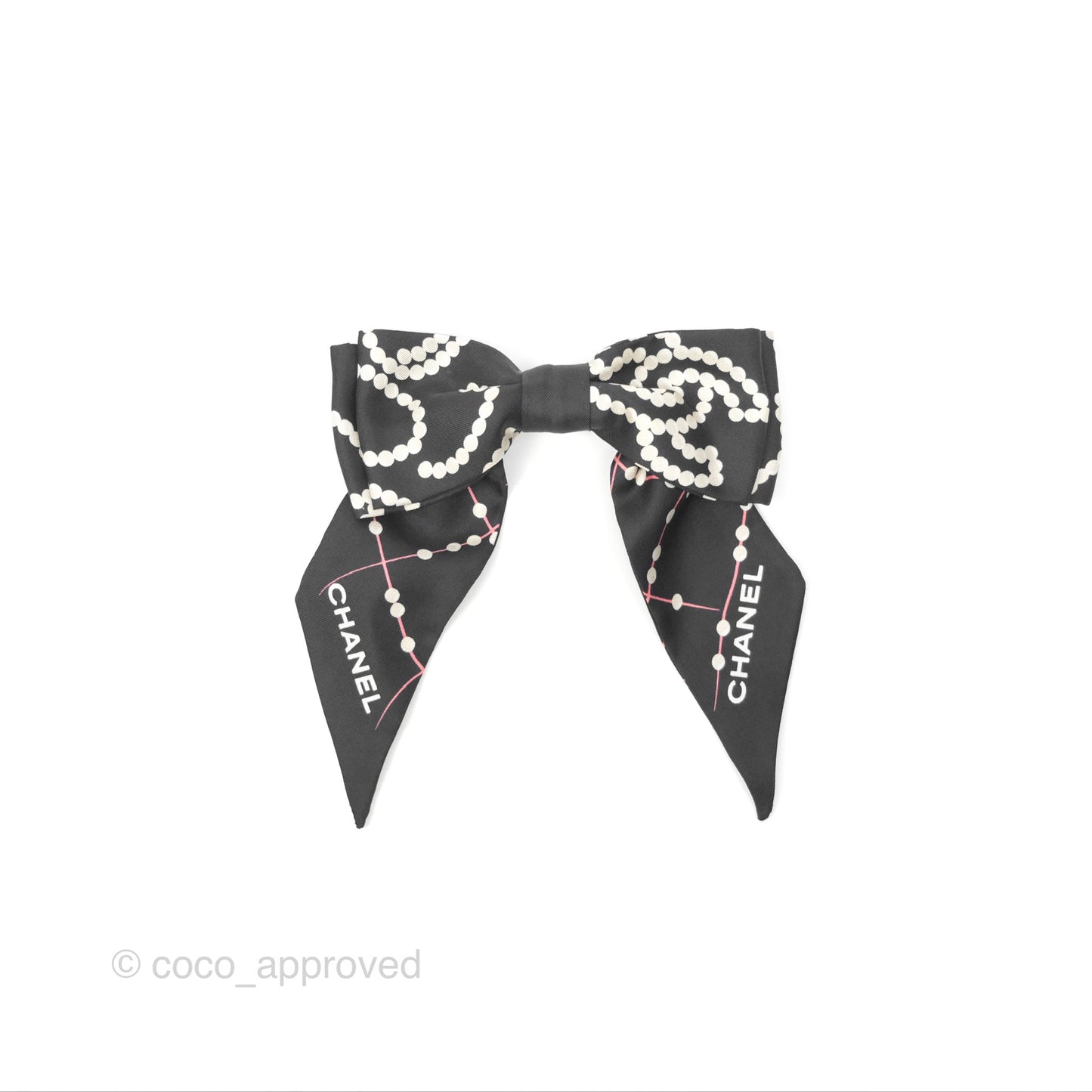 Chanel Bow Silk Hair Accessory Black