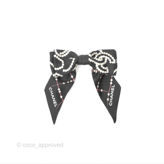 Chanel Bow Silk Hair Accessory Black