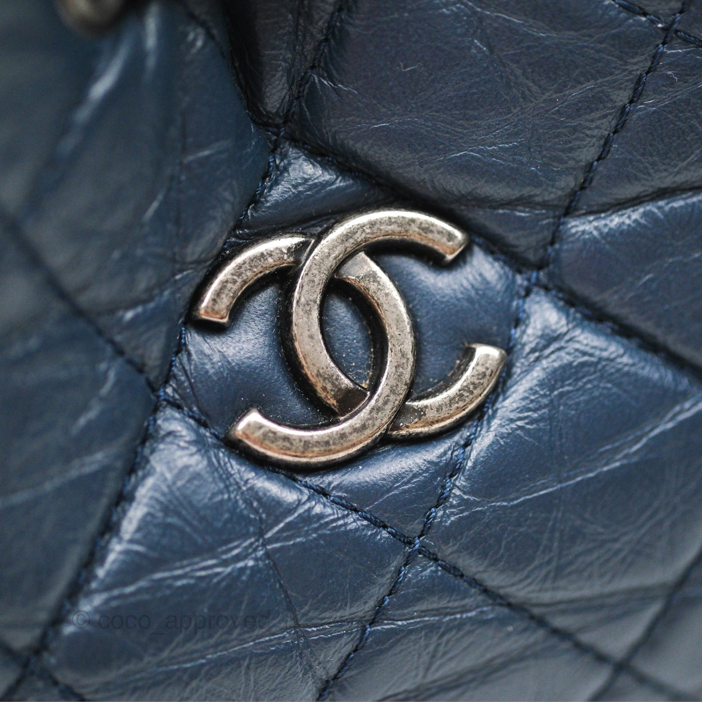 Chanel Small Gabrielle Backpack Navy Black Aged Calfskin