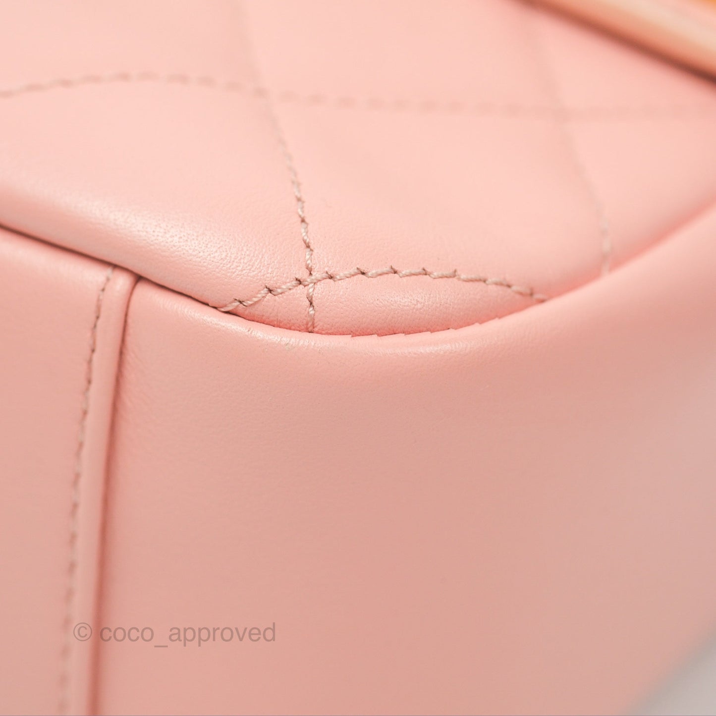 Chanel Logo Enchained Camera Bag Pink Calfskin Aged Gold Hardware