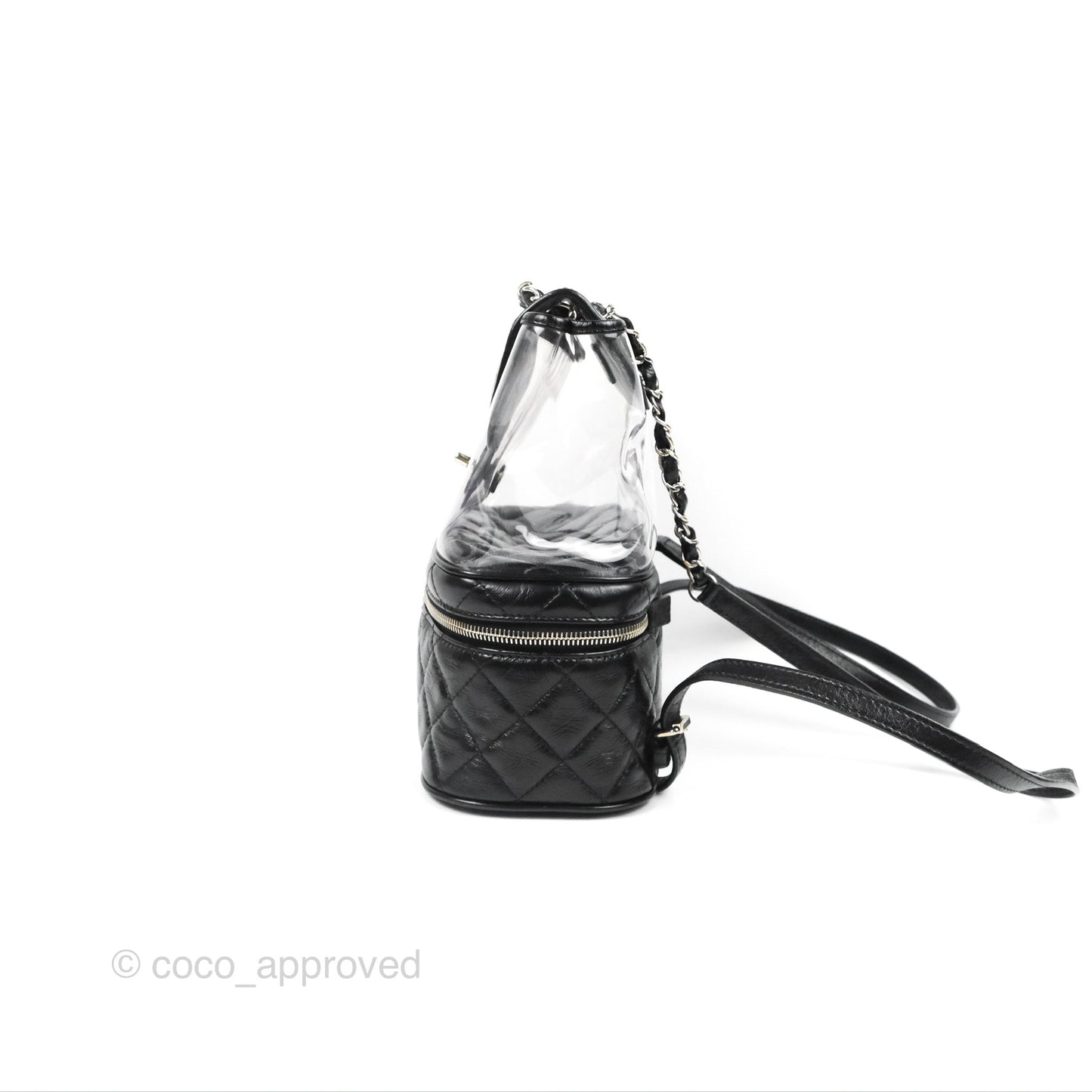 Chanel Aquarium PVC Backpack Black Crumpled Calfskin Silver Hardware