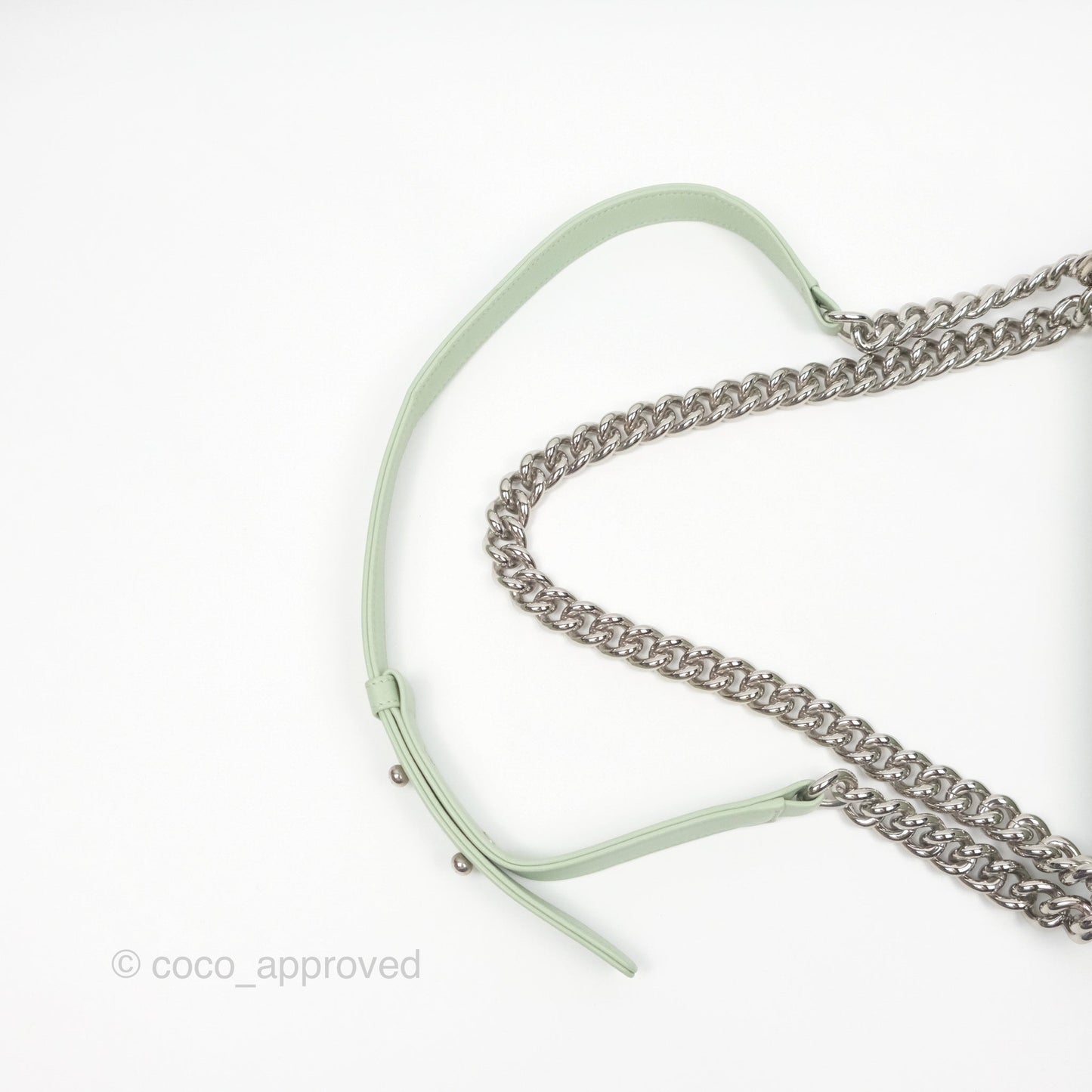 Chanel Medium Chevron Boy Mint Green Calfskin Silver Hardware