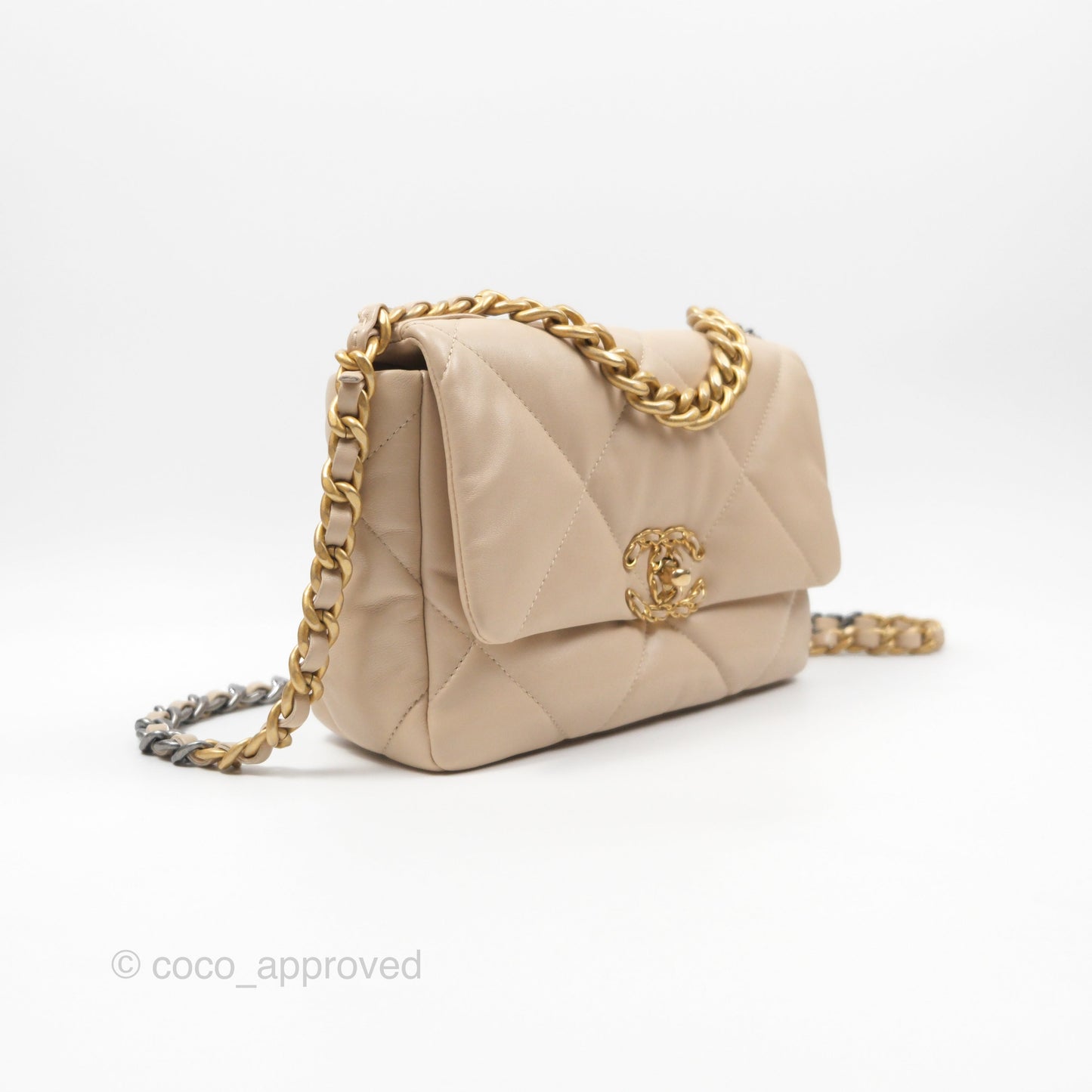 Chanel 19 Small Beige Lambskin Mixed Hardware
