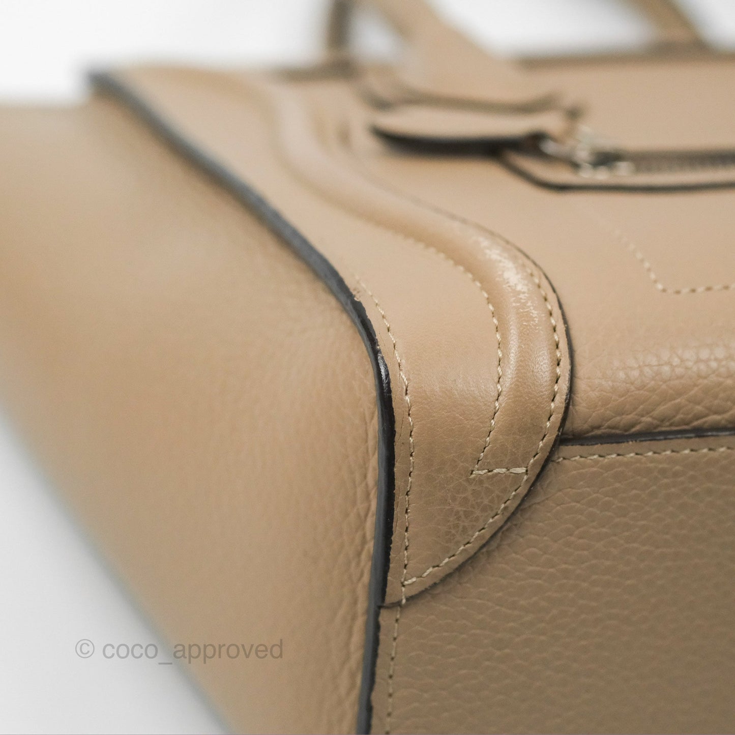 Celine Nano Luggage Bag Dune Drummed Calfskin